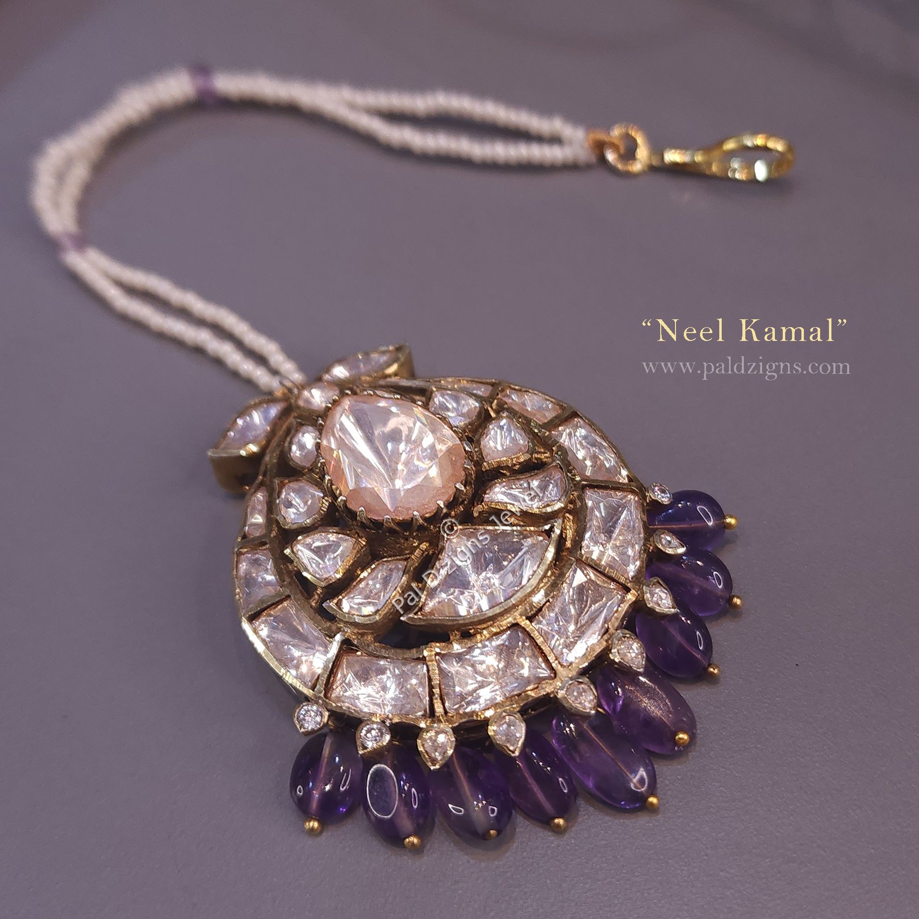 Neel Kamal Moissanite Polki Maangtikka