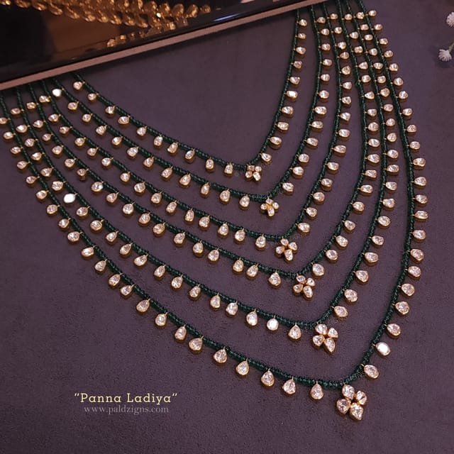 Panna Ladiya - Moissanite Polki 6 layer Necklace