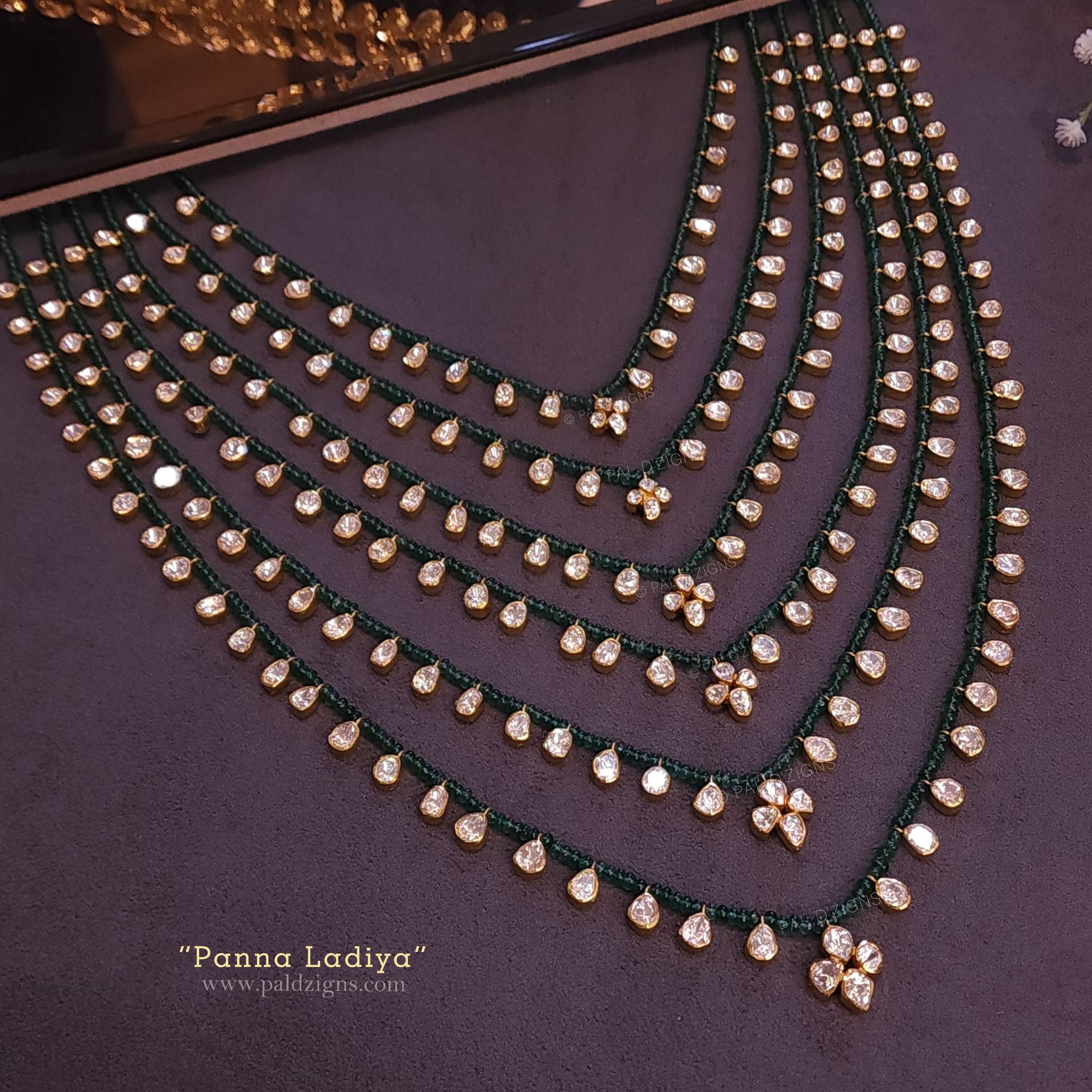 Panna Ladiya - Moissanite Polki 6 layer Necklace