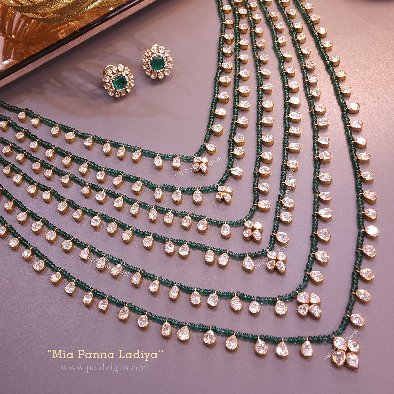 Mia Panna Ladiya - Moissanite Polki 6 layer Necklace Set