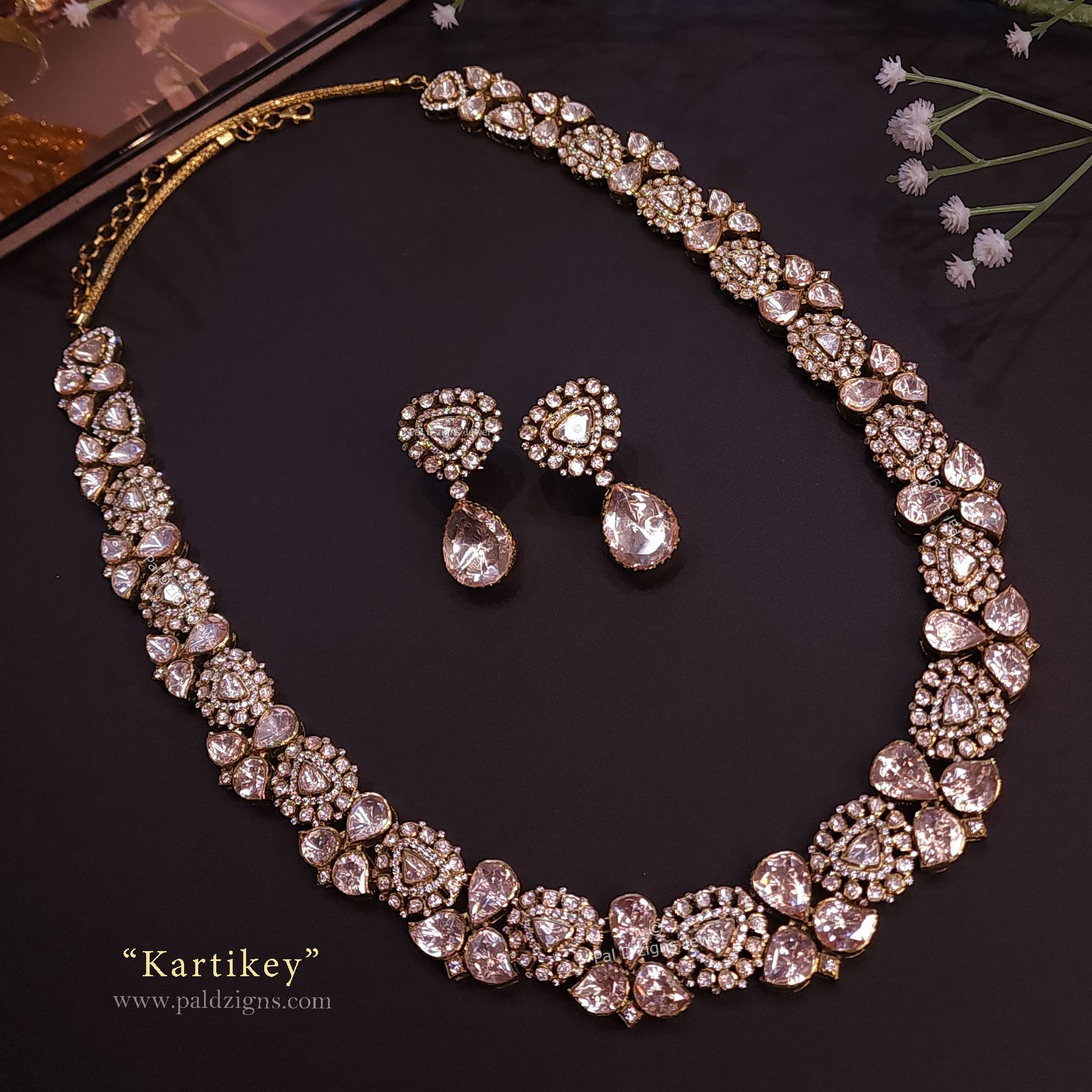 Kartikey Moissanite Polki Necklace Set