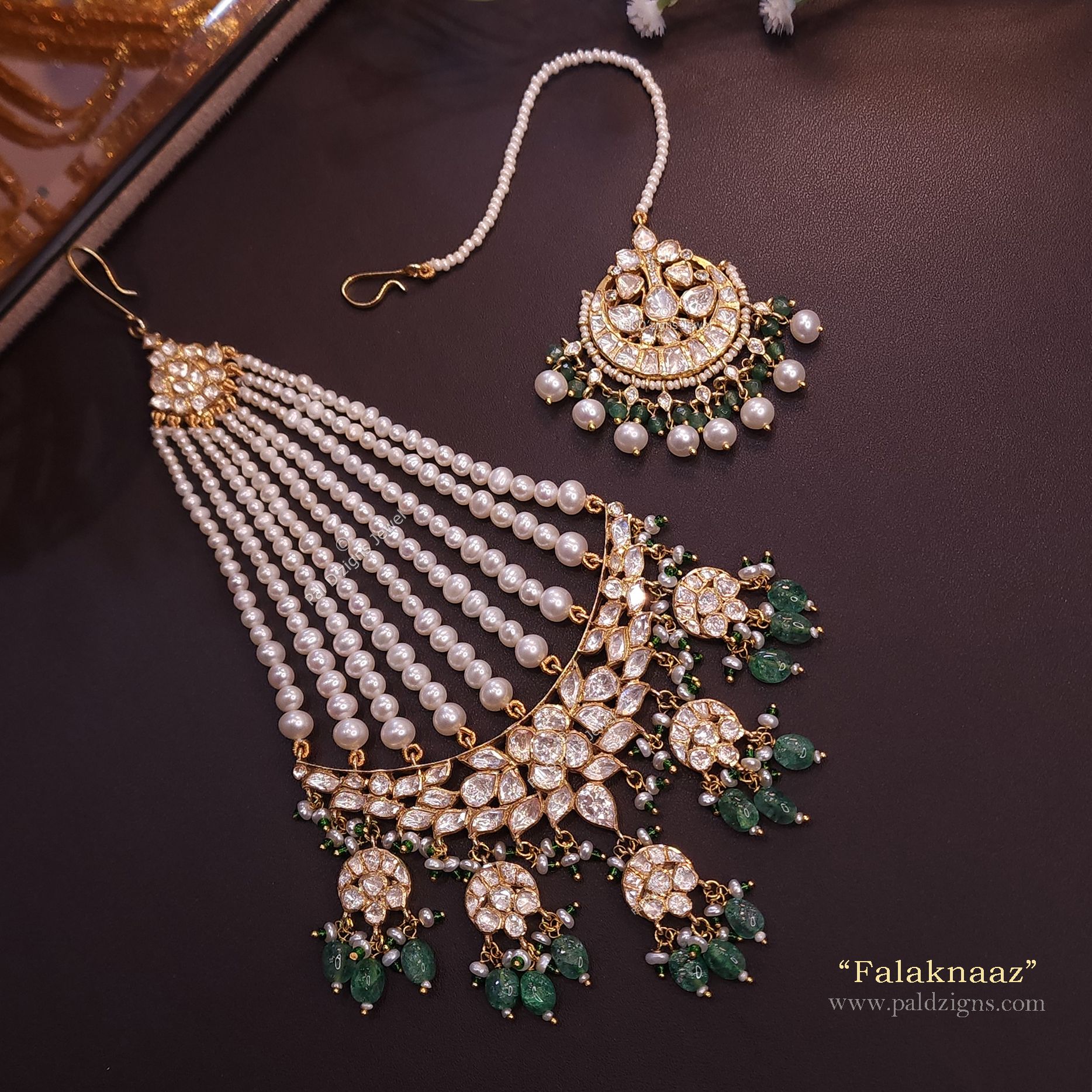 Falaknaaz Moissanite Polki Tikka And Jhummar