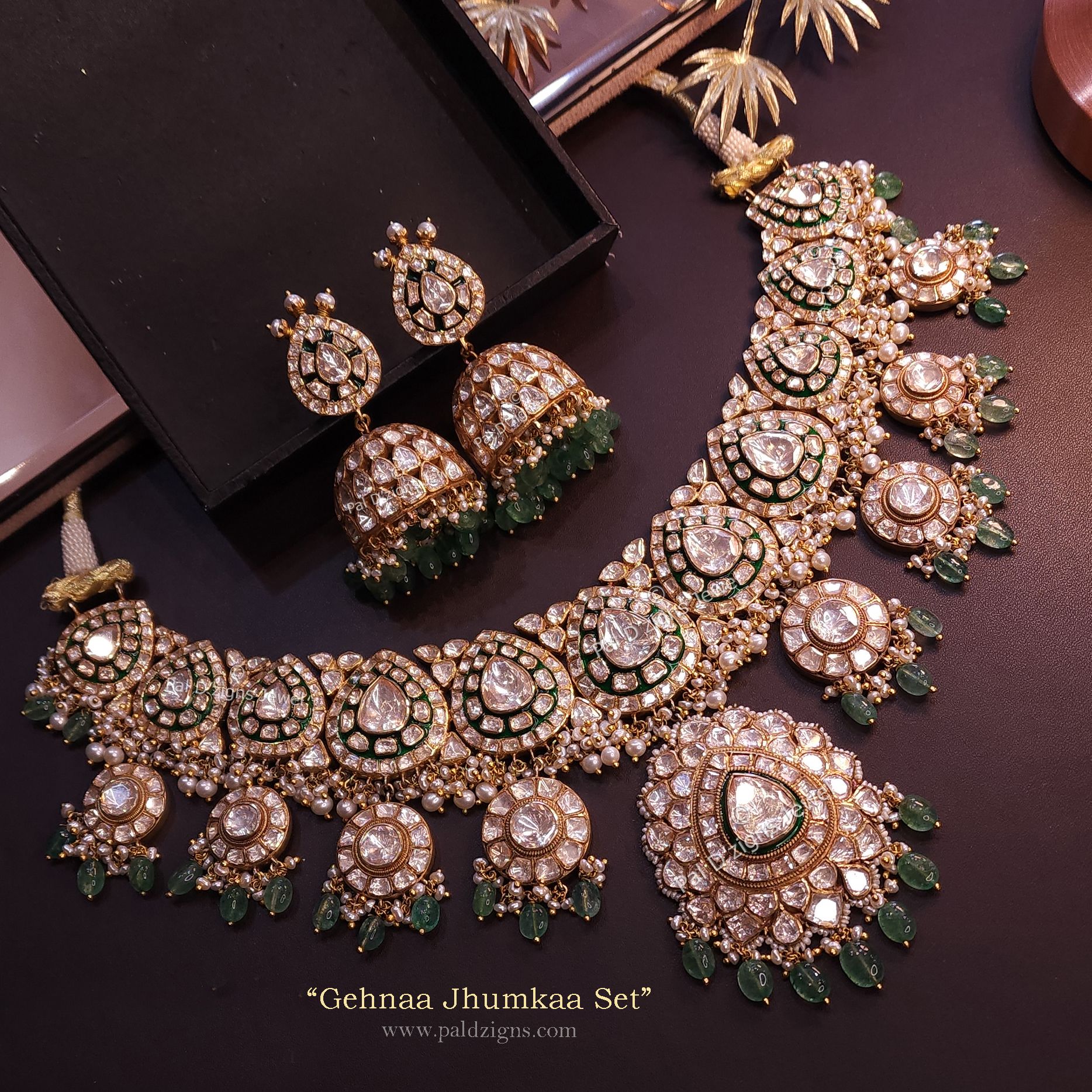Gehnaa jhumkaa Moissanite Polki Set