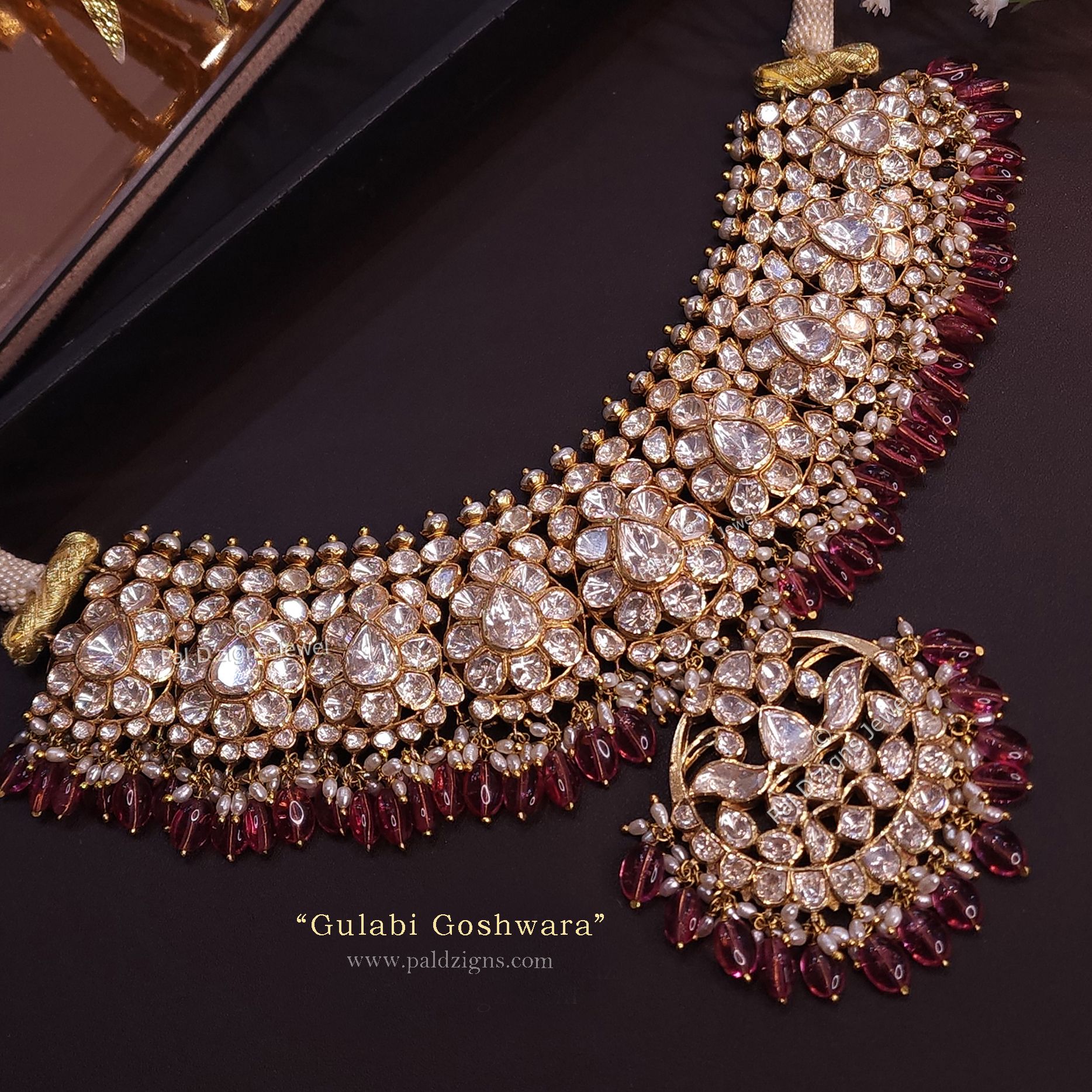 Gulabi Goshwara Gehnaa Moissanite Polki Choker