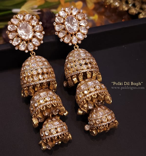 Polki Dil Bagh Jumeirah Moissanite Polki Jhumki