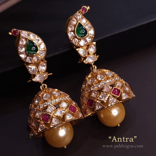 Antra Moissanite Polki Jhumki