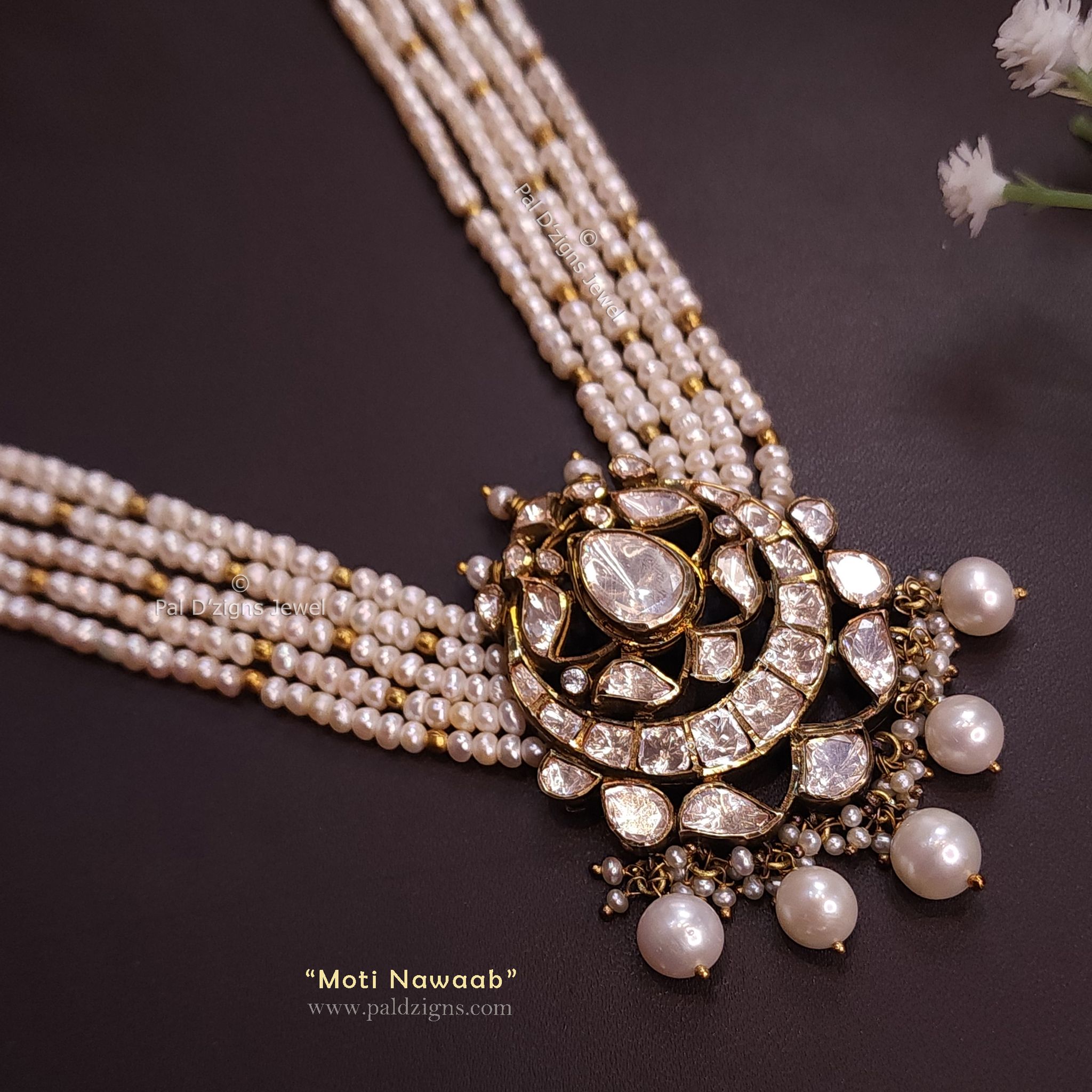 Moti Nawaab Moissanite Polki Pendant