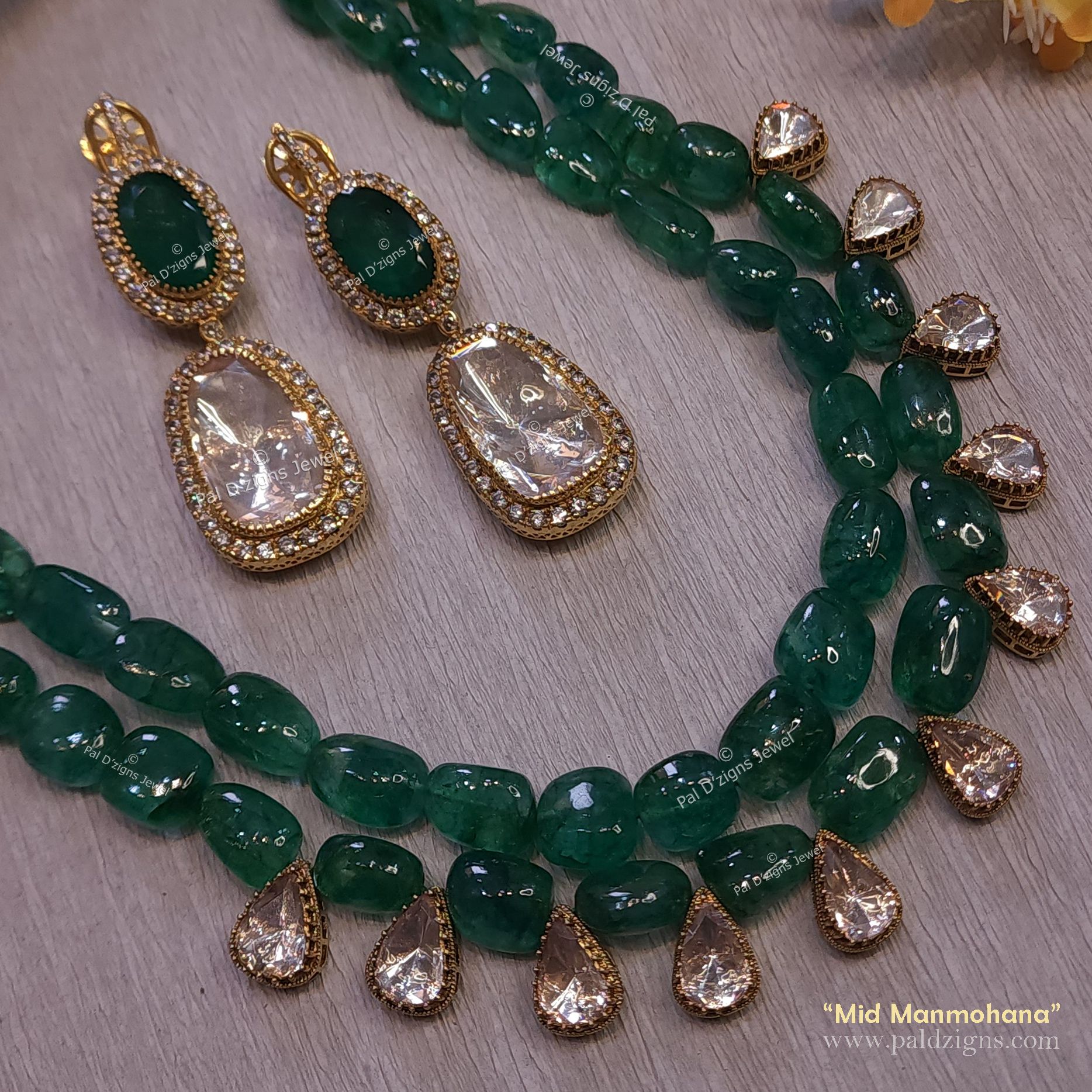 Mid Manmohana Moissanite Polki Necklace Set