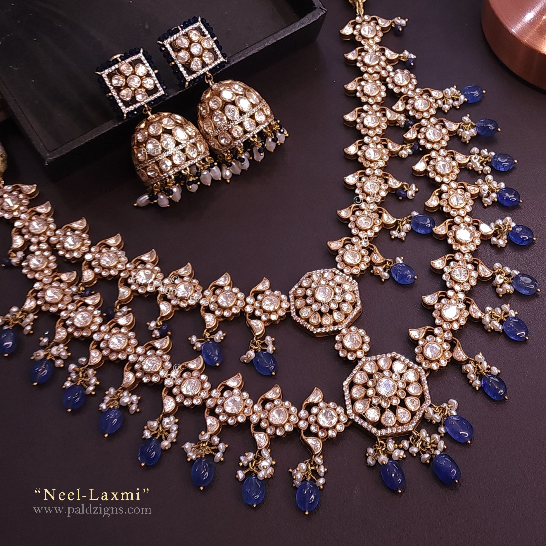 Neel-Laxmi Moissanite Polki Necklace Set