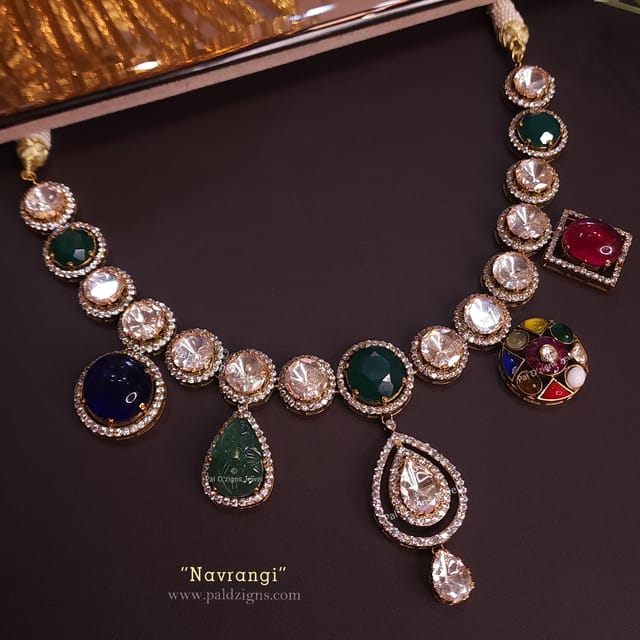 Navrangi Moissanite Polki Necklace