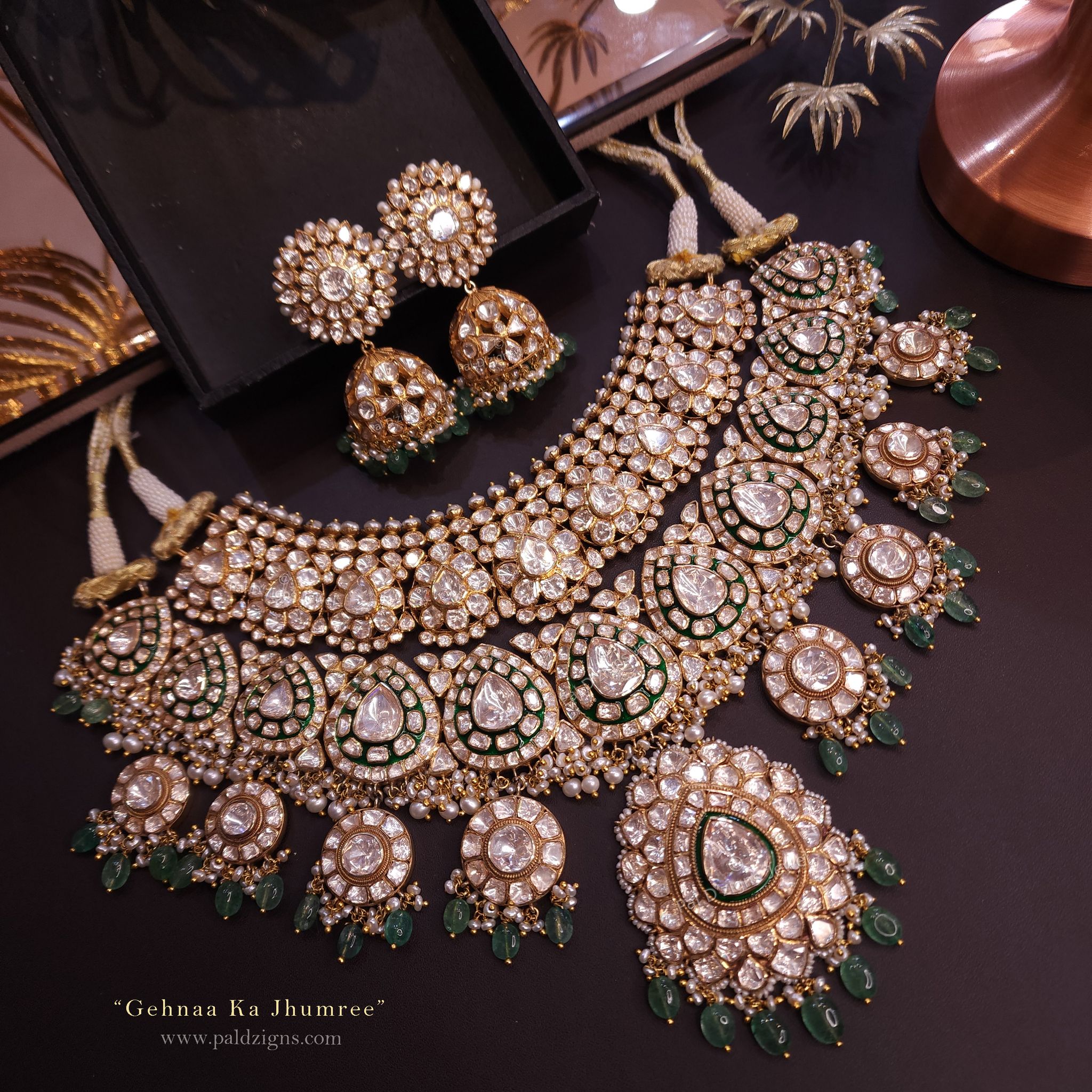 Gehnaa Ka jhumree Moissanite Polki Set
