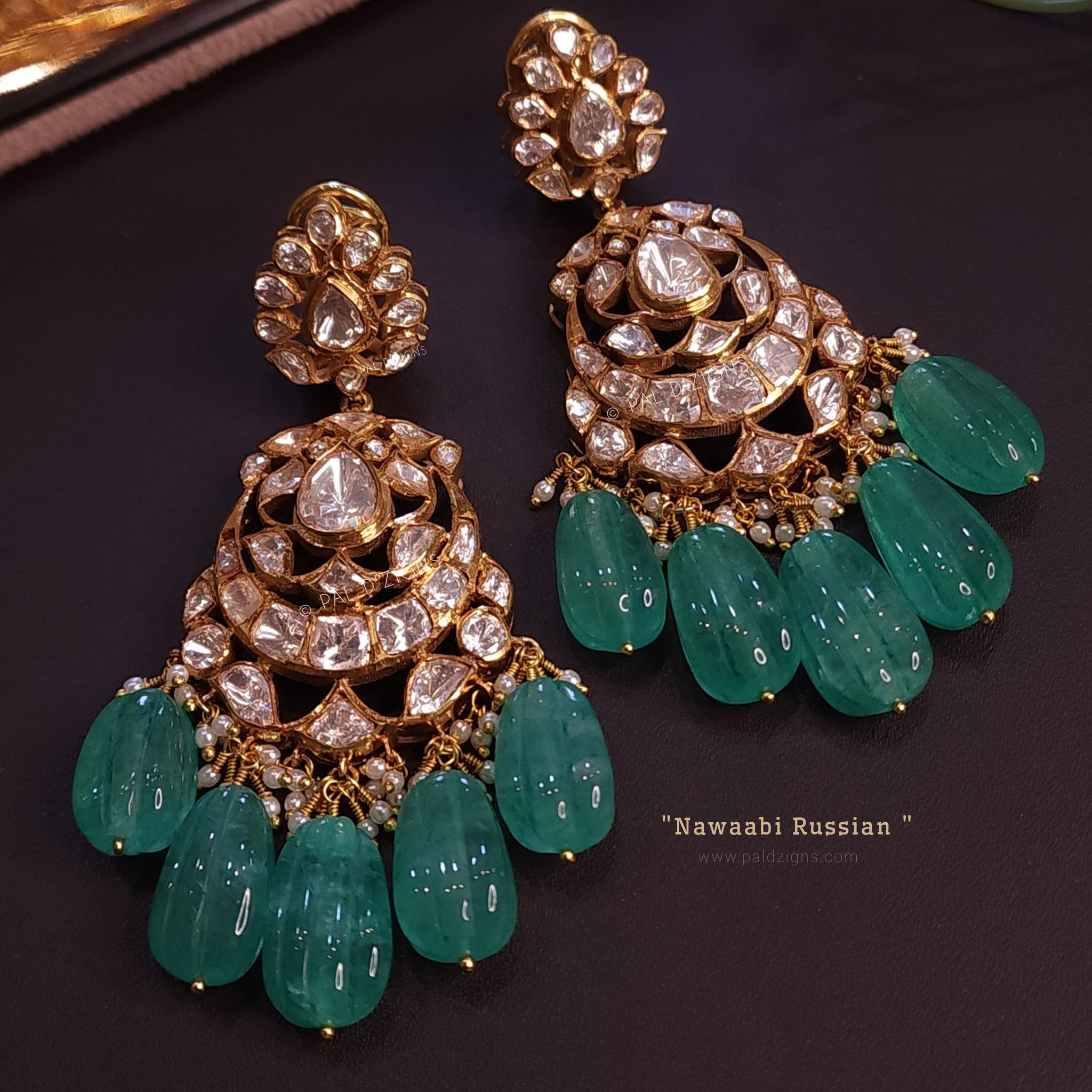 Nawaabi Russian Moissanite Polki Earings