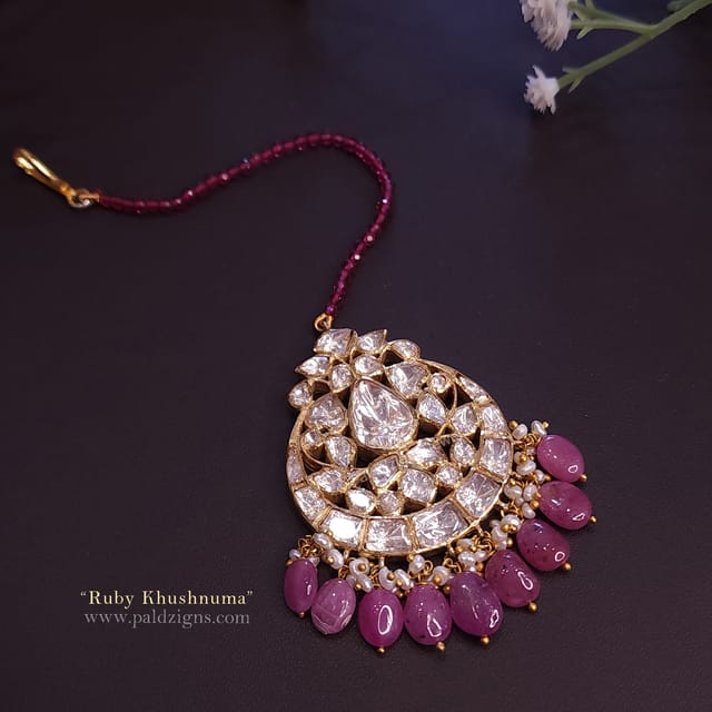 Ruby Khushnuma Moissanite Polki Tika