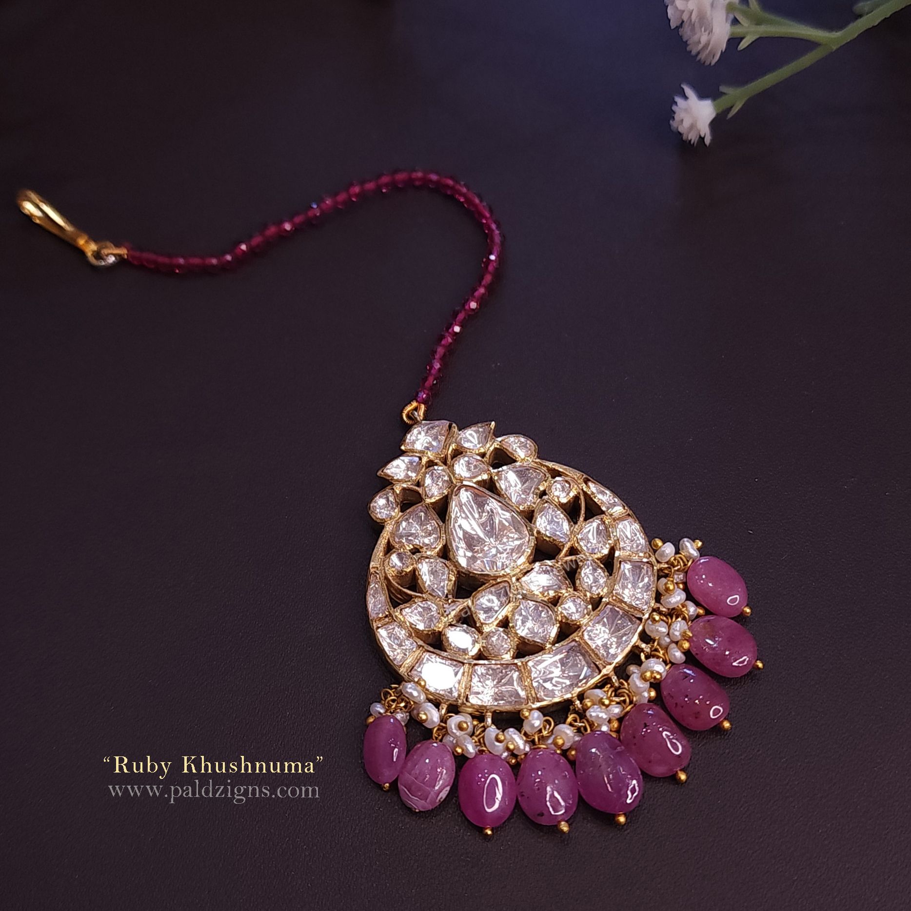 Ruby Khushnuma Moissanite Polki Tika