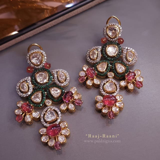 Raaj Raani Moissanite Polki Earring