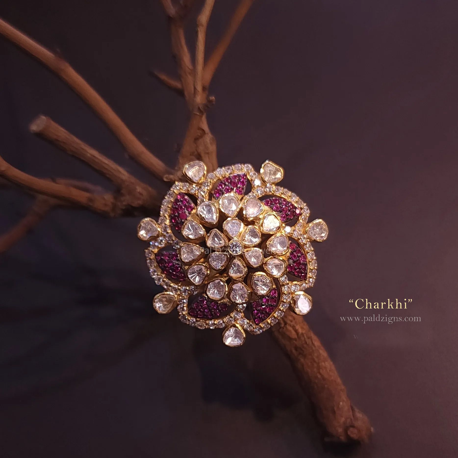 Charkhi Moissanite Polki Ring