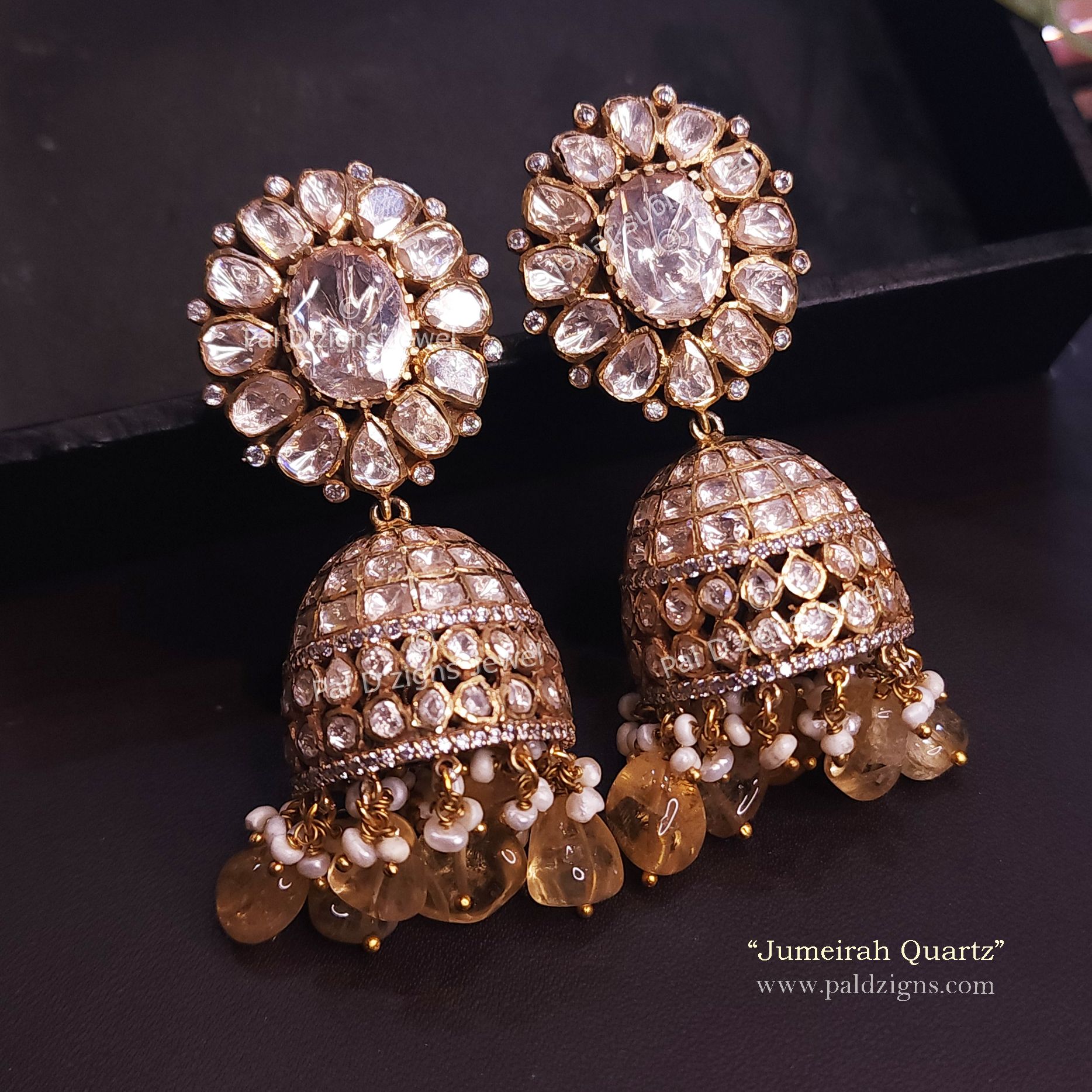 Jumeirah Quartz Moissanite Polki Jhumki