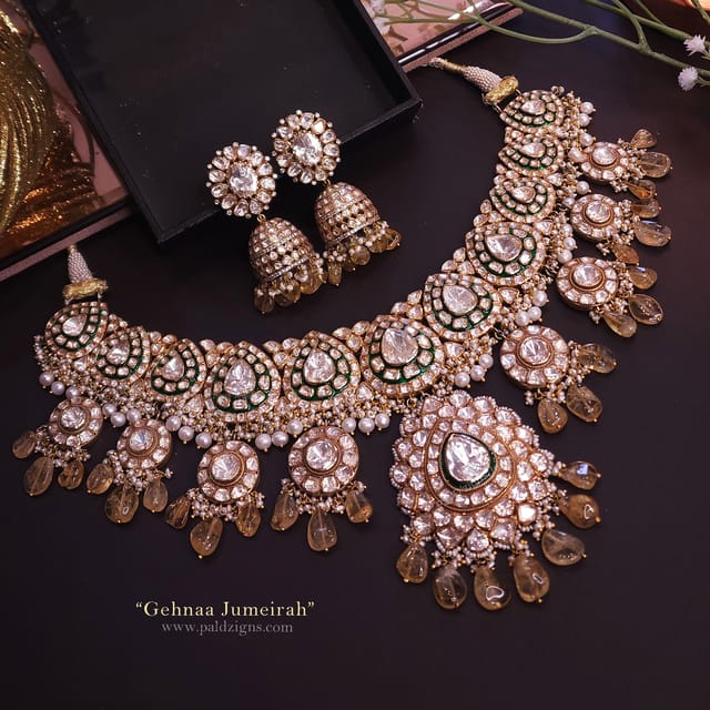Gehnaa Jumeirah Moissanite Polki Necklace Set