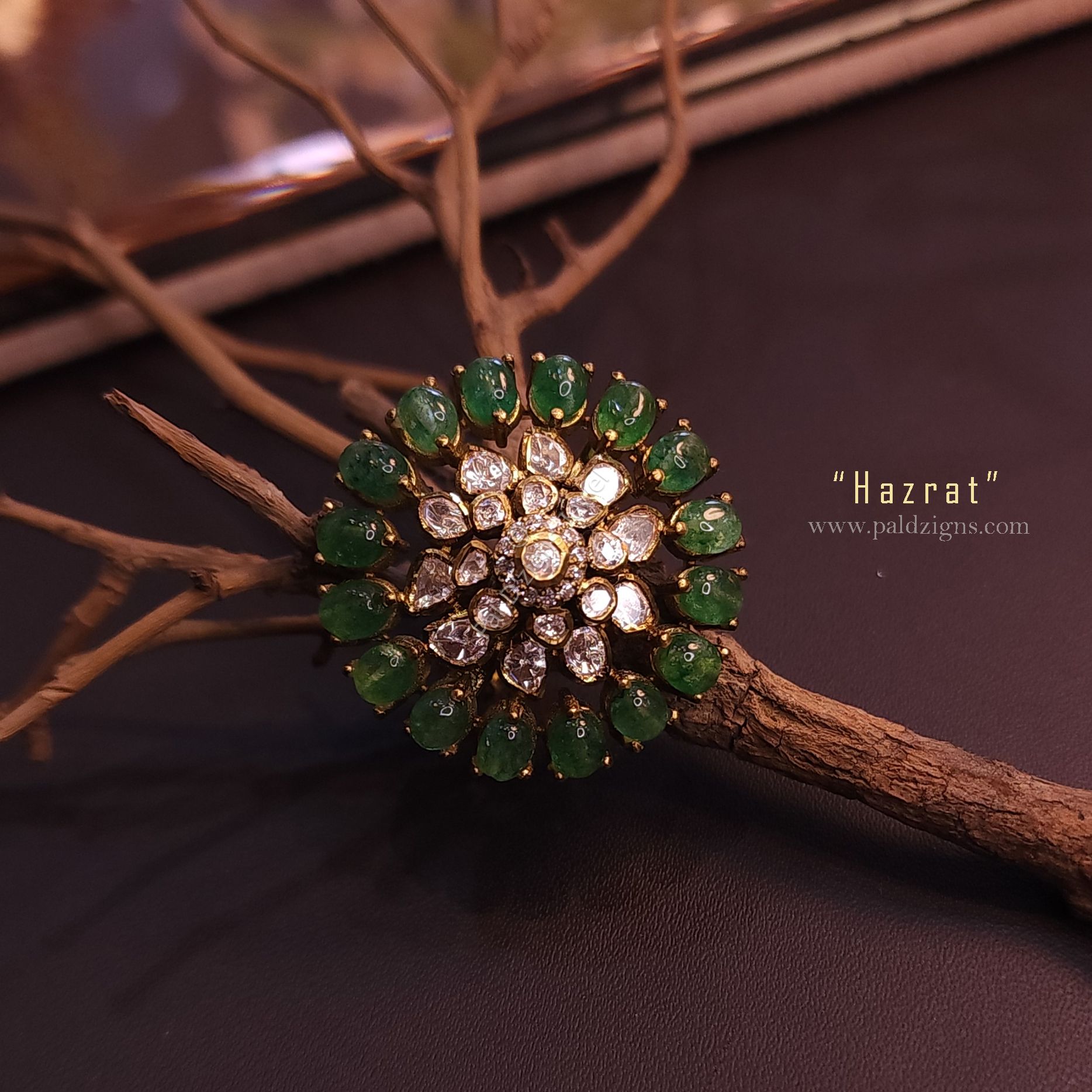 Hazrat Moissanite Polki Ring