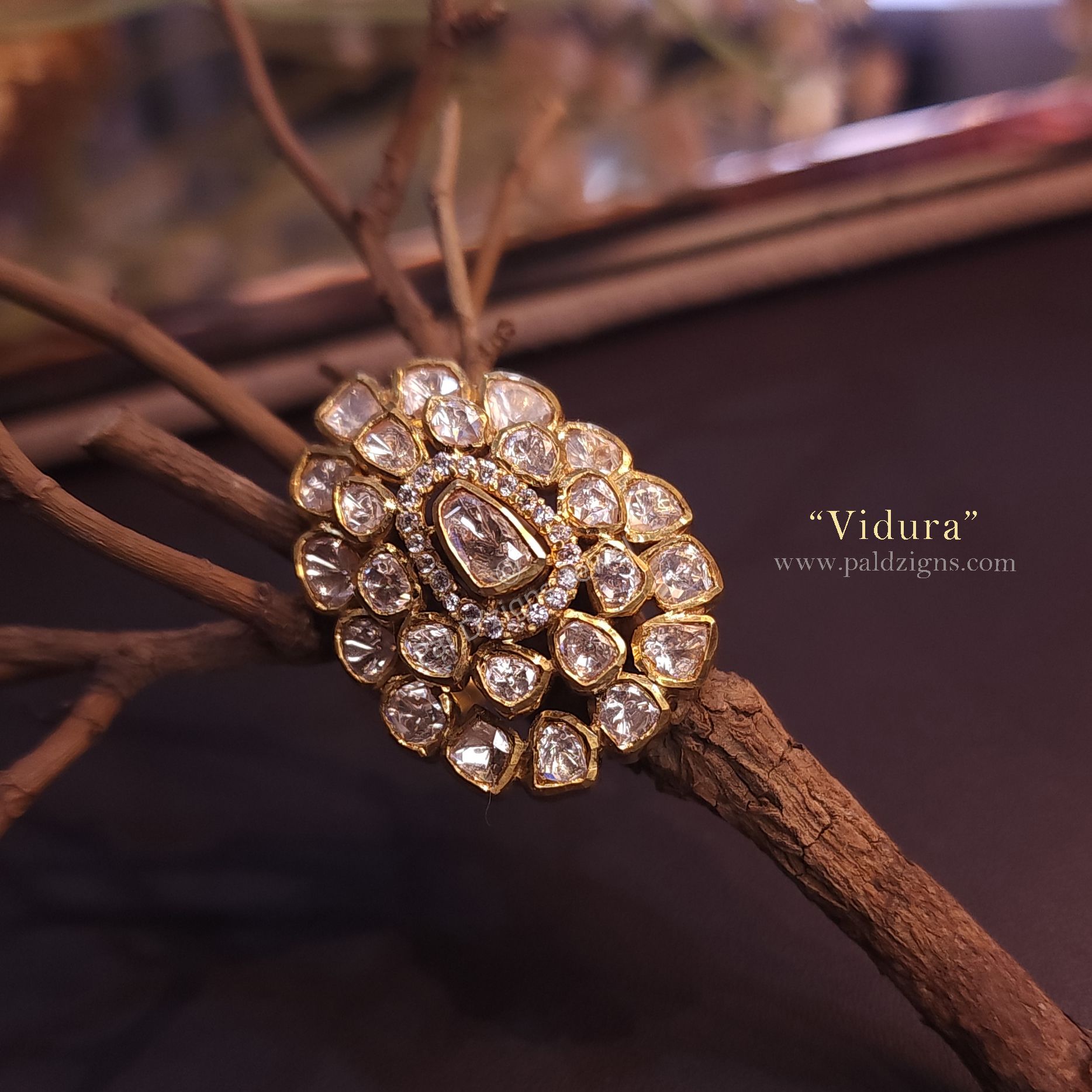 Vidura Moissanite Polki Ring