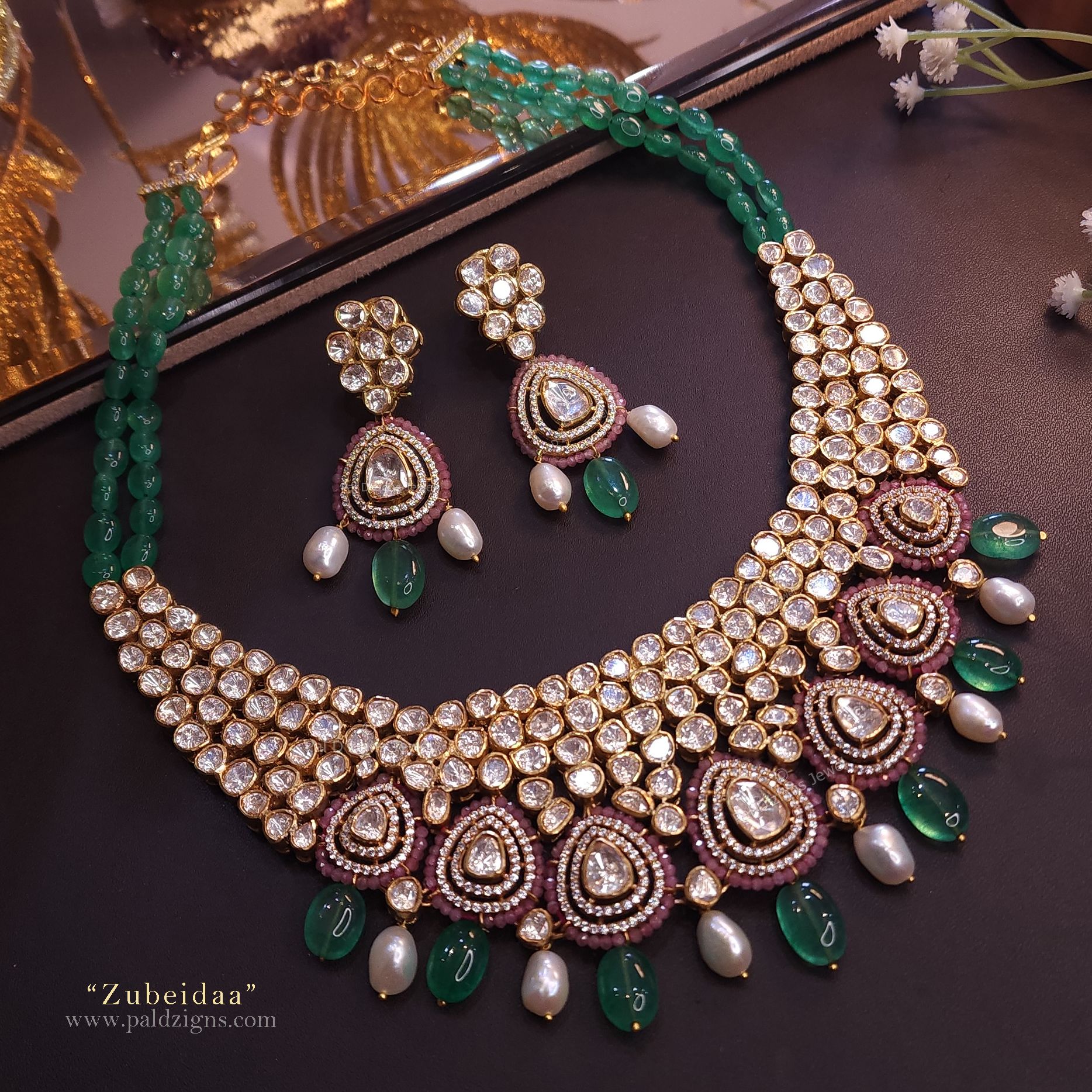 Zubeidaa Moissanite Polki Necklace Set