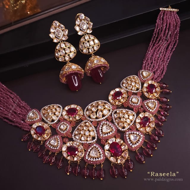 Raseela Moissanite Polki Necklace Set