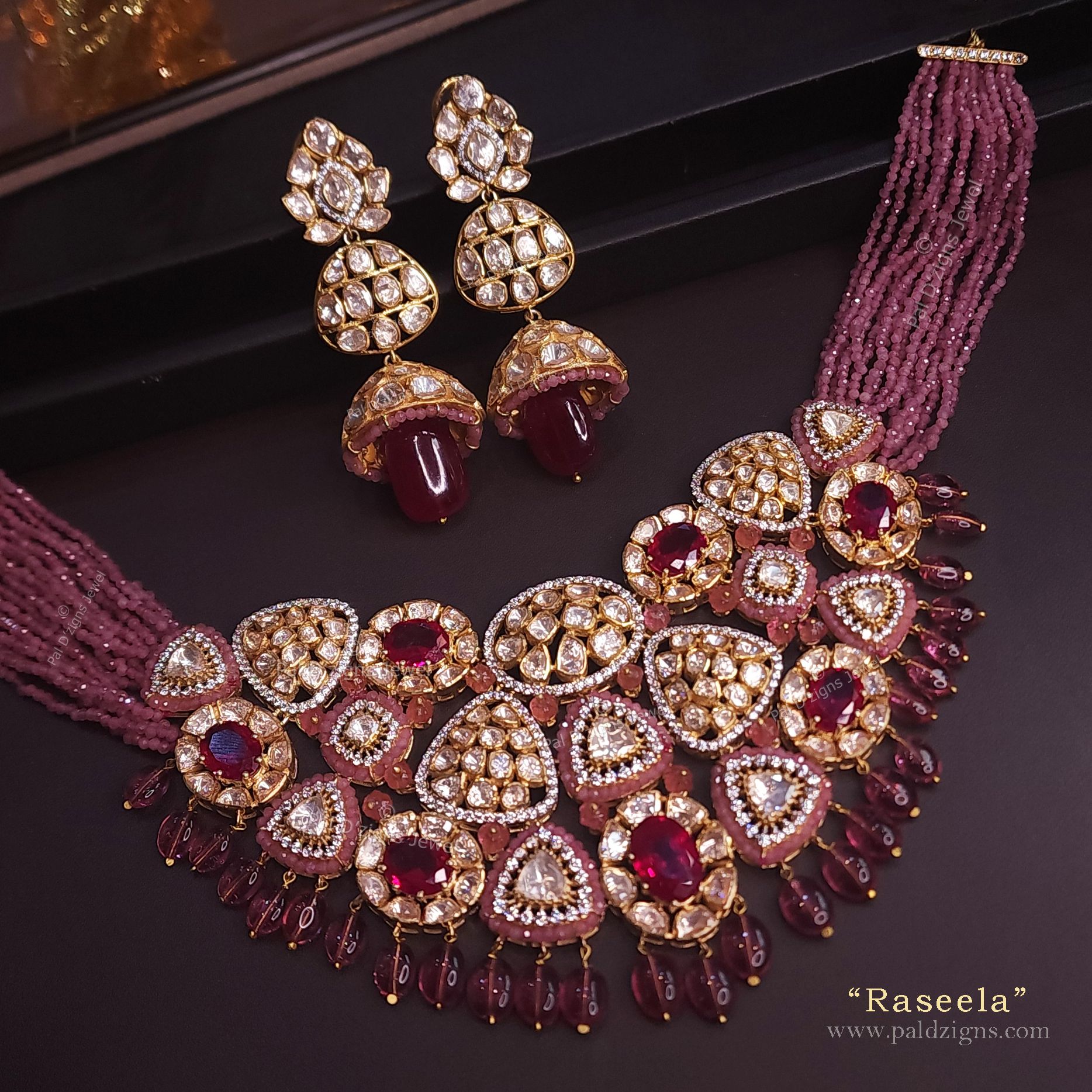 Raseela Moissanite Polki Necklace Set