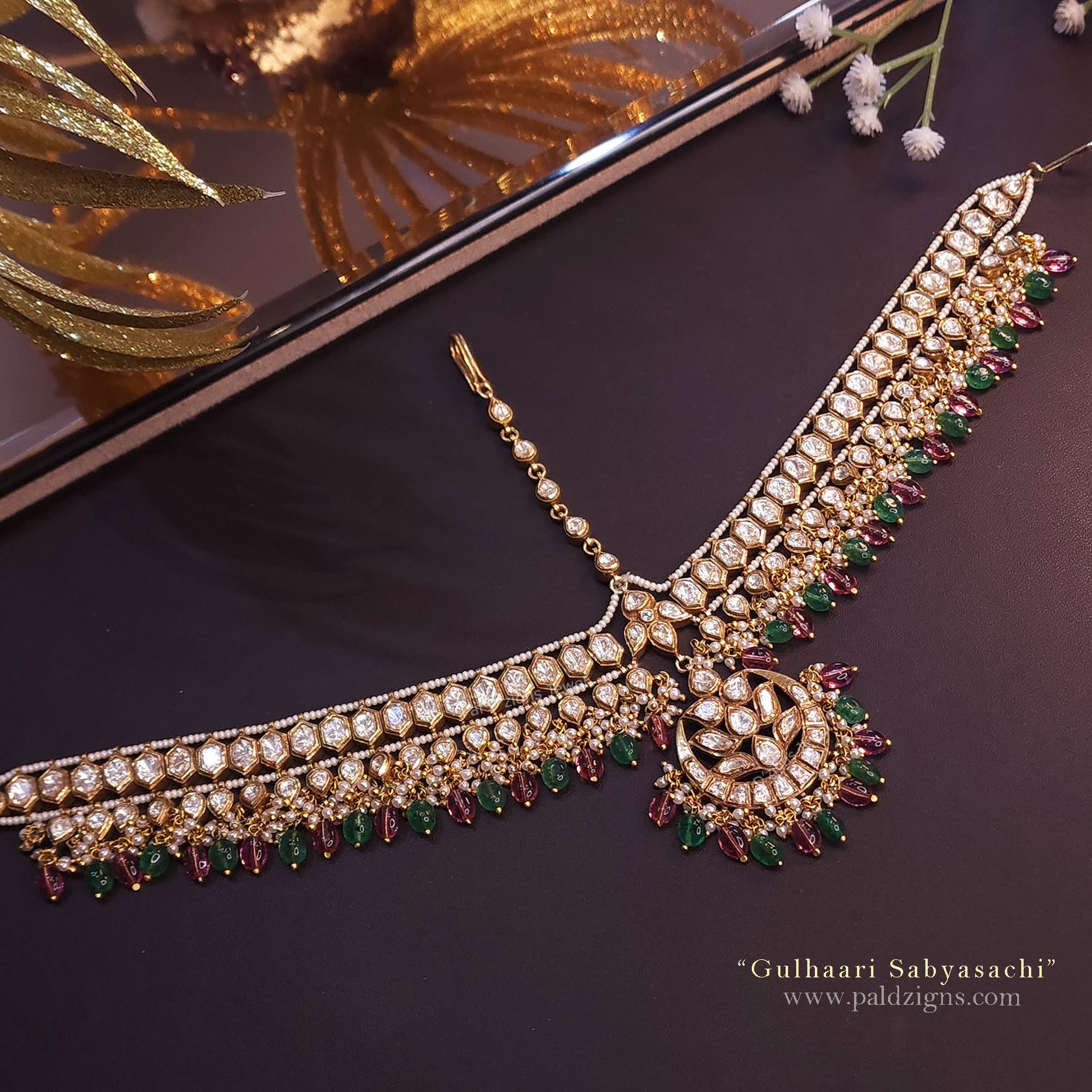 Gulhaari Sabyasachi Mathapatti in Moissanite Polki