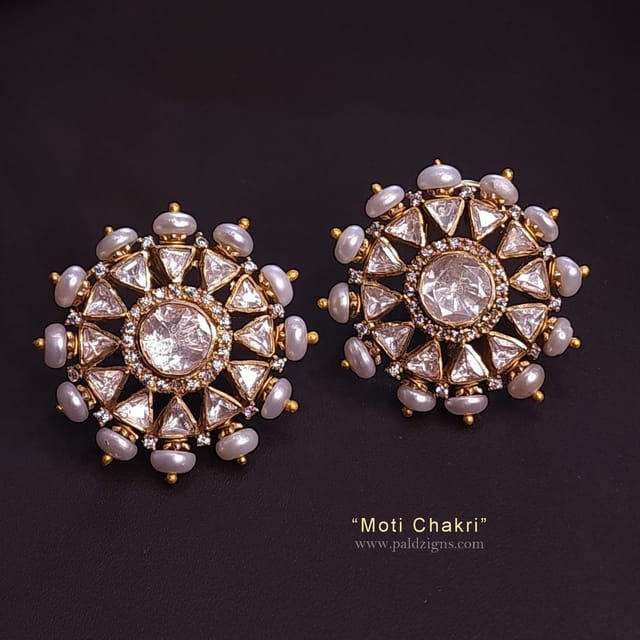 Moti Chakri Moissanite Polki Studs