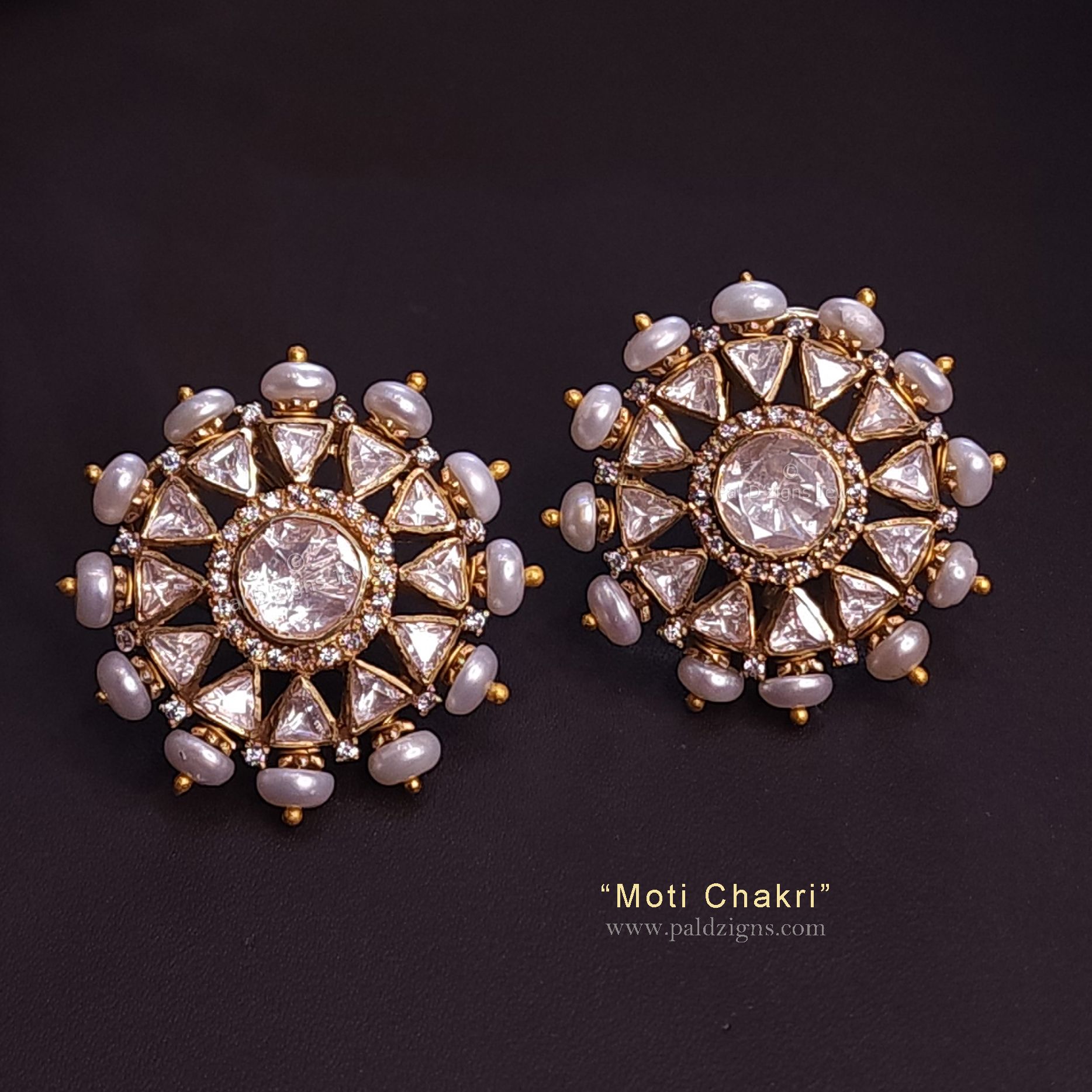 Moti Chakri Moissanite Polki Studs