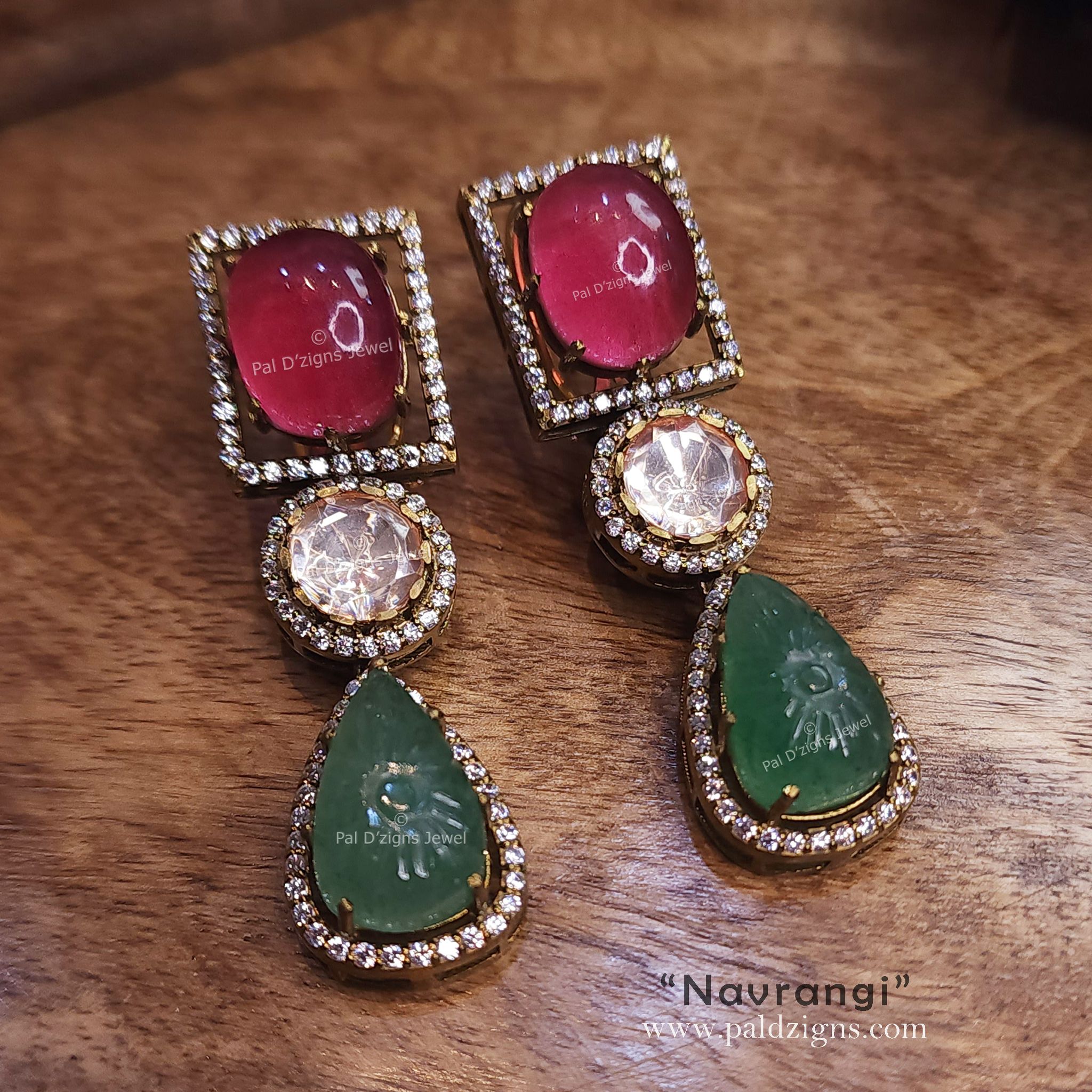 Navrangi Moissanite Polki Earring