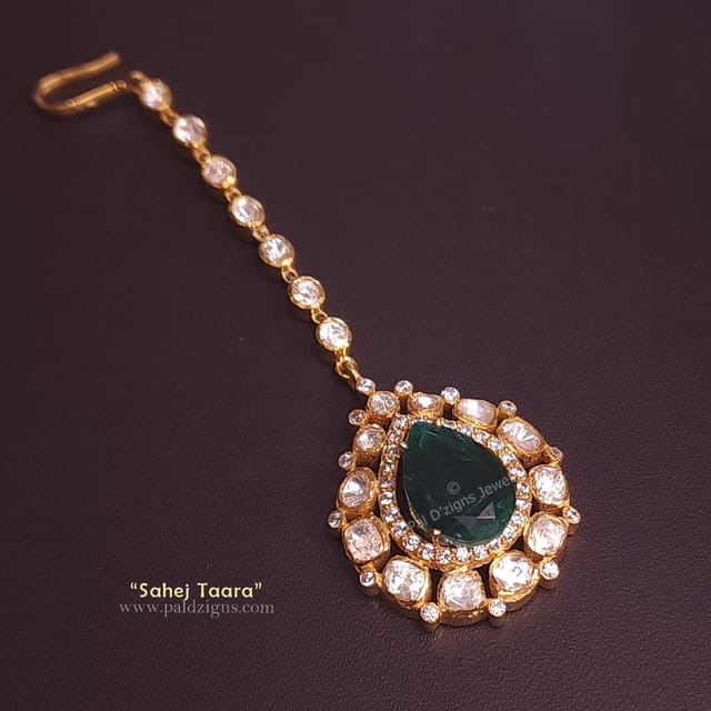 Sahej Taara Moissanite Polki Maangtikka