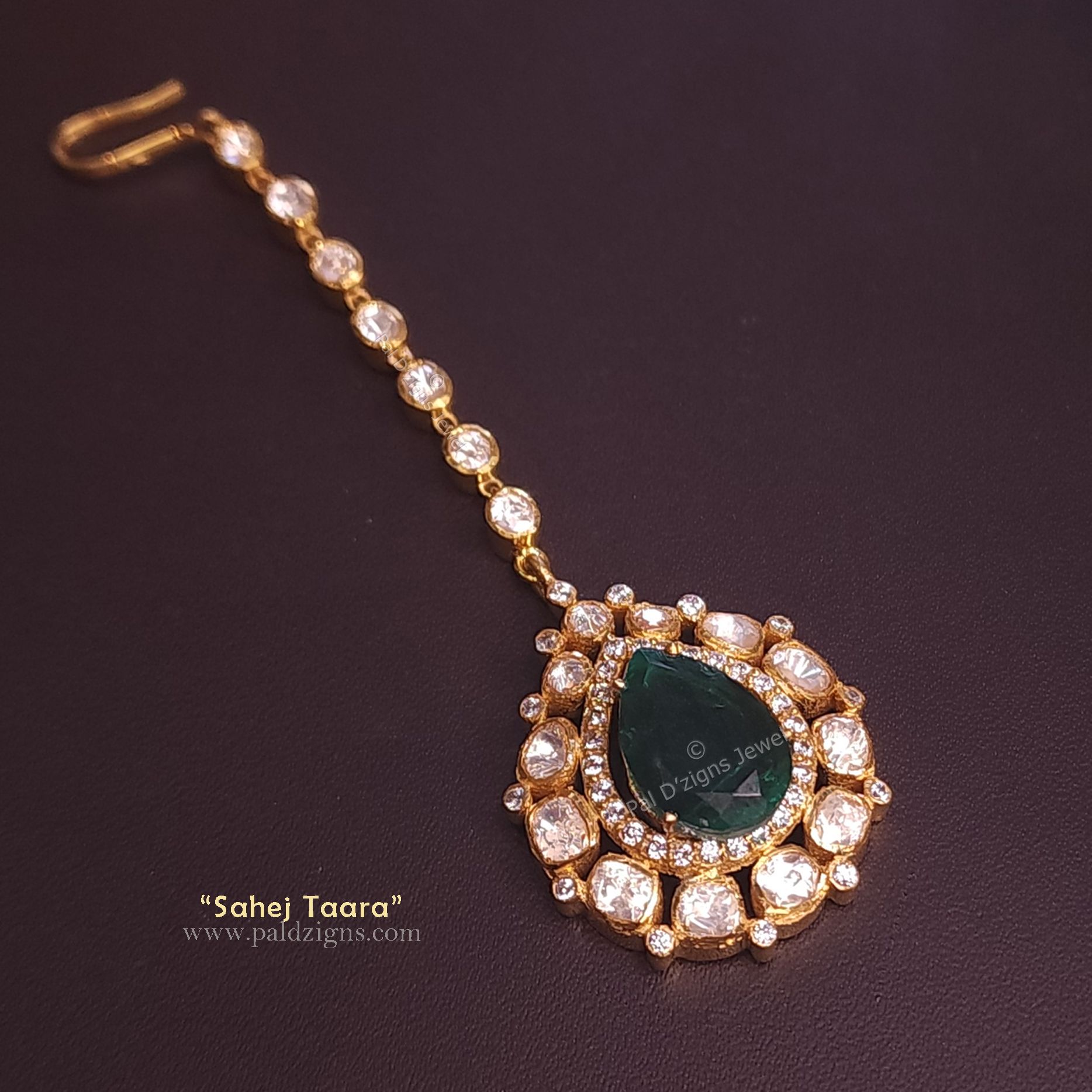 Sahej Taara Moissanite Polki Maangtikka