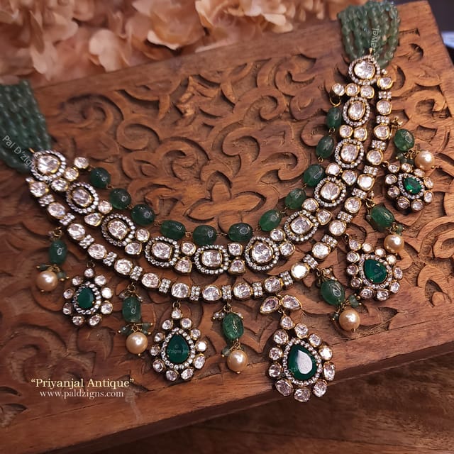 Priyanjal Antique Moissanite Polki Necklace