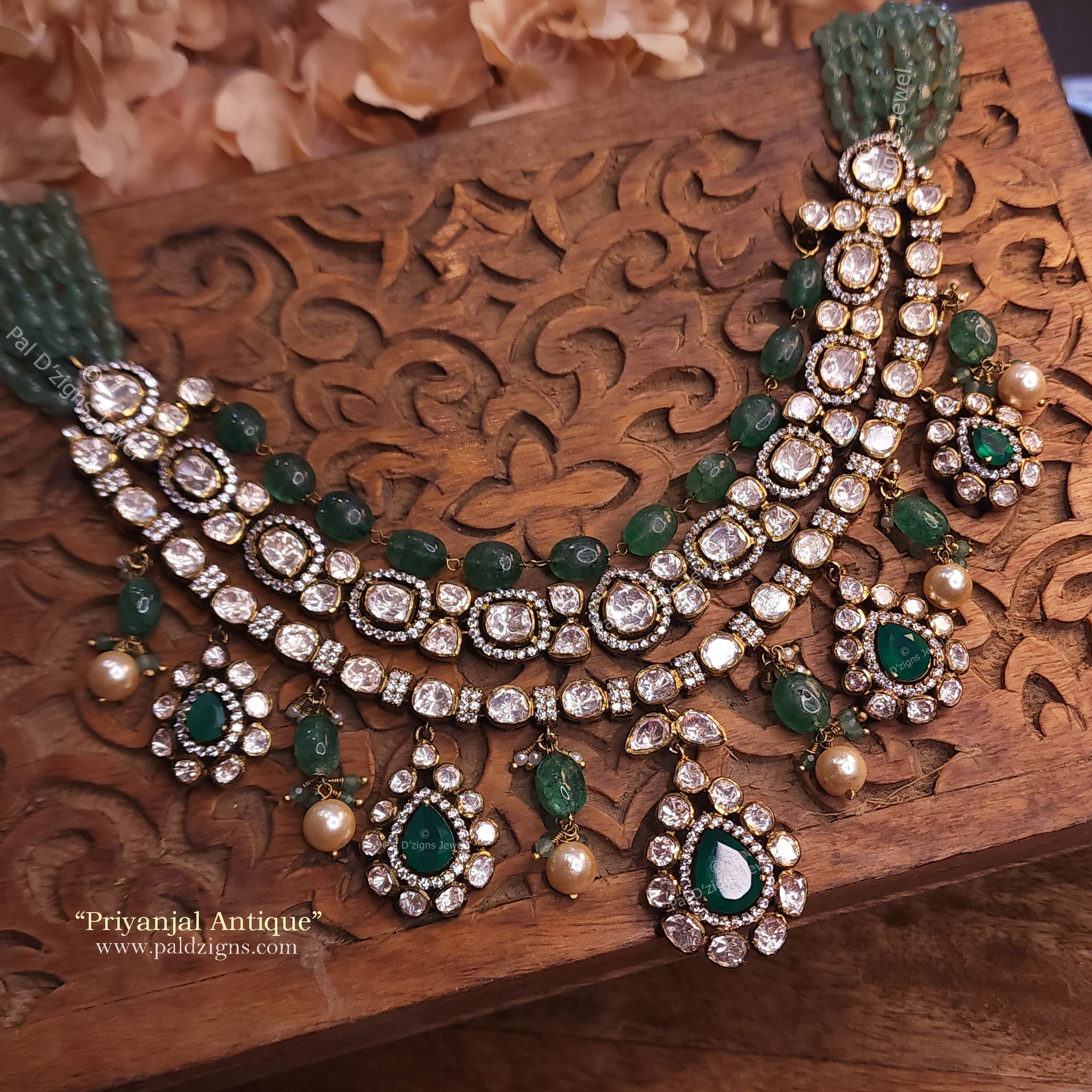 Priyanjal Antique Moissanite Polki Necklace
