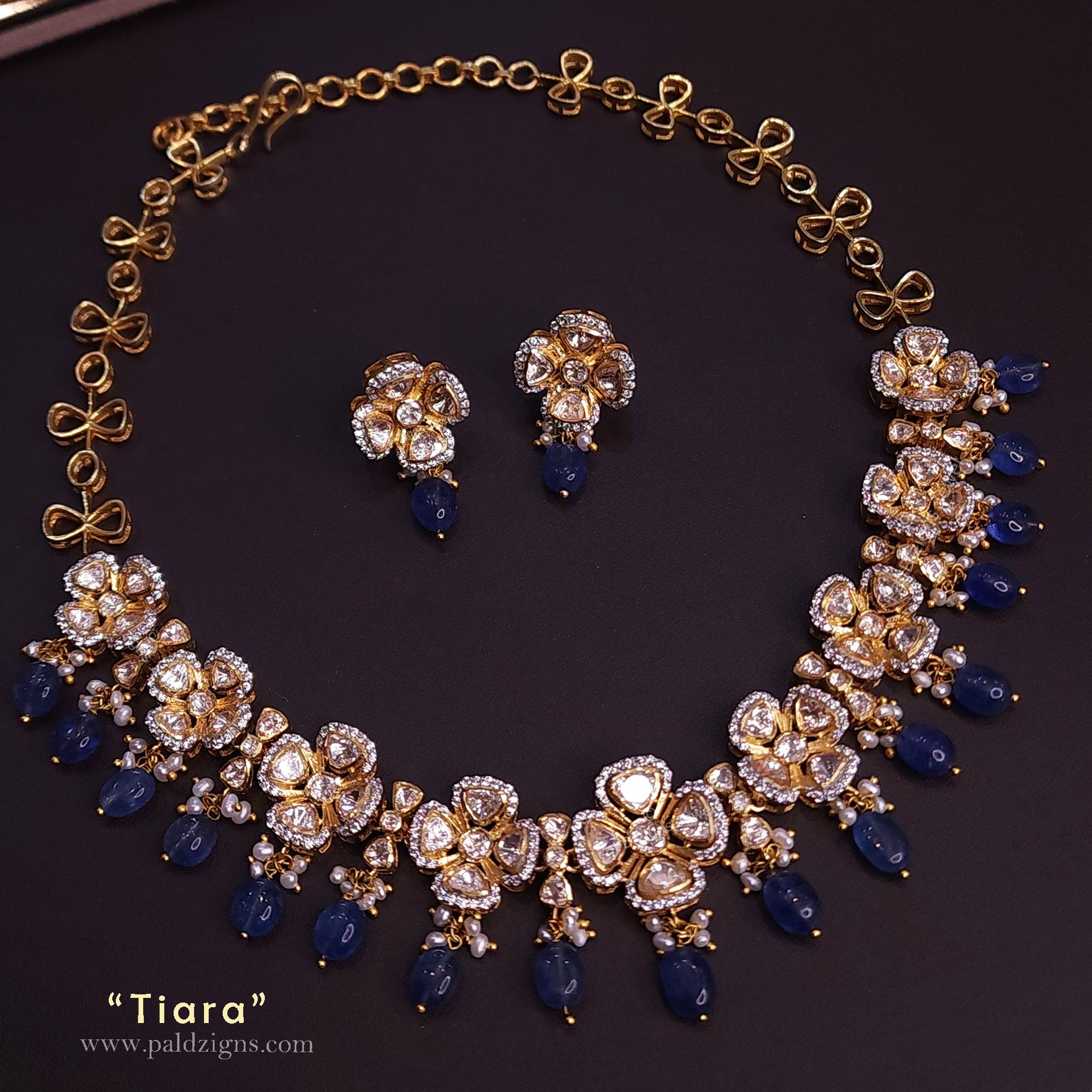 Tiaara Moissanite Polki Necklace Set