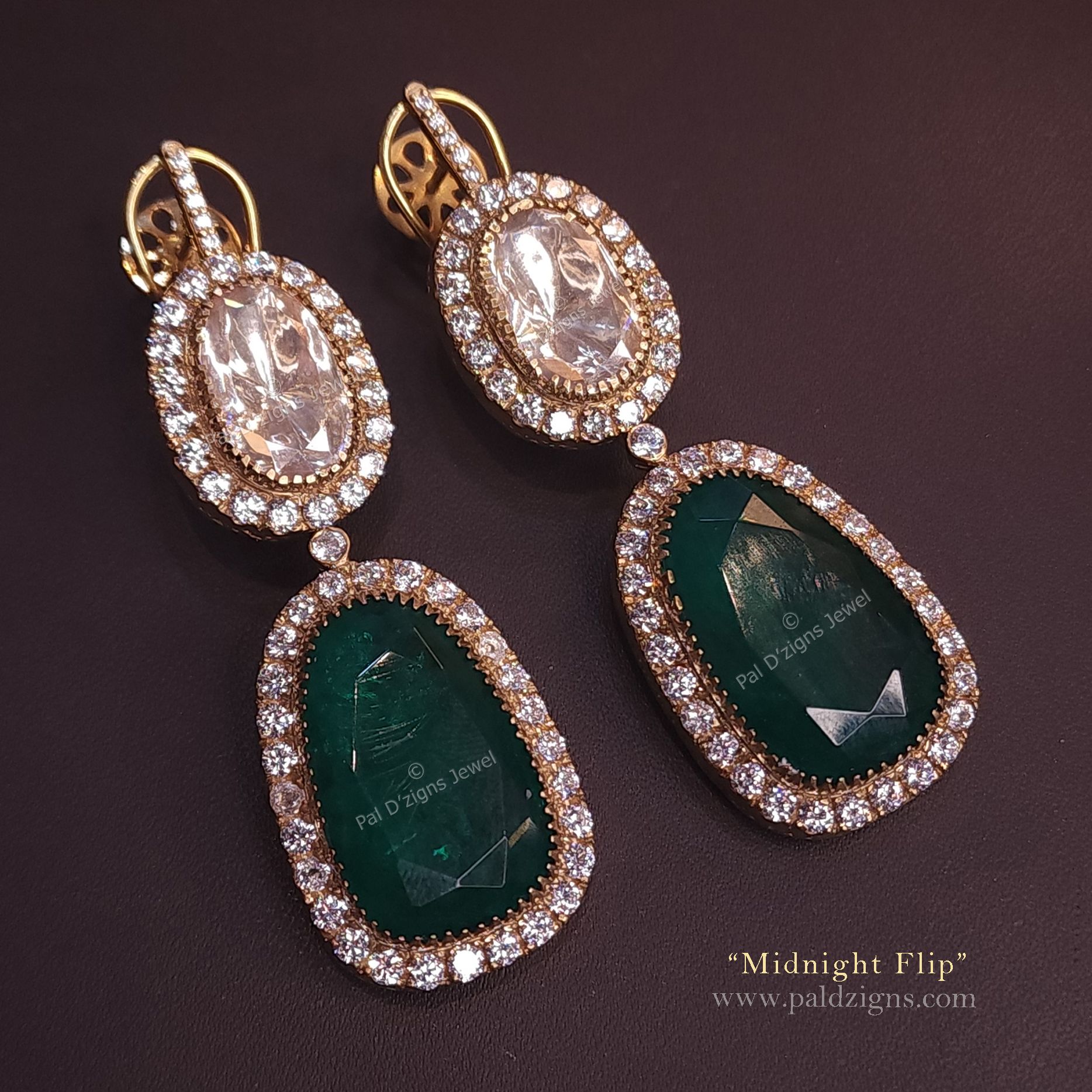 Midnight Flip - Moissanite Polki Earings