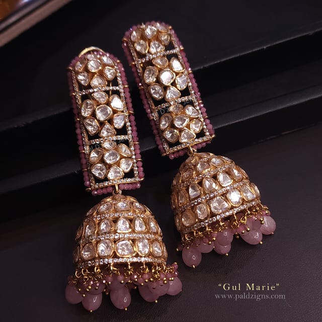 Gul Marie Moissanite Polki Jhumki