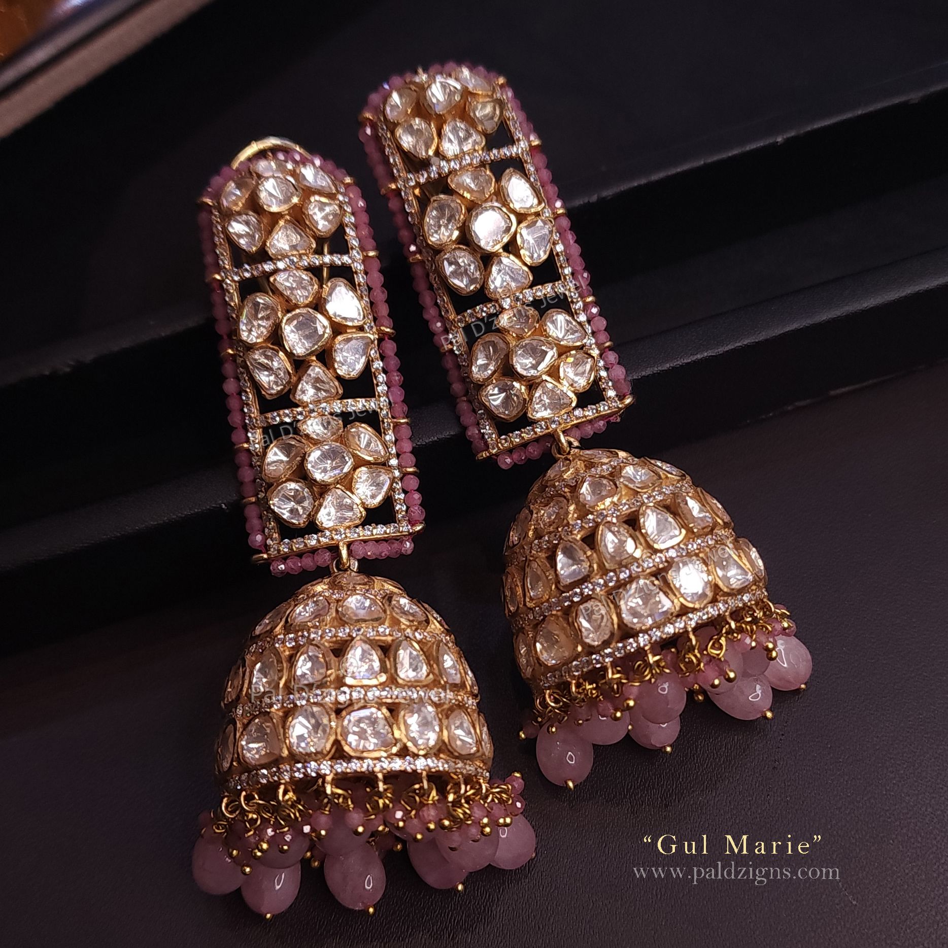 Gul Marie Moissanite Polki Jhumki