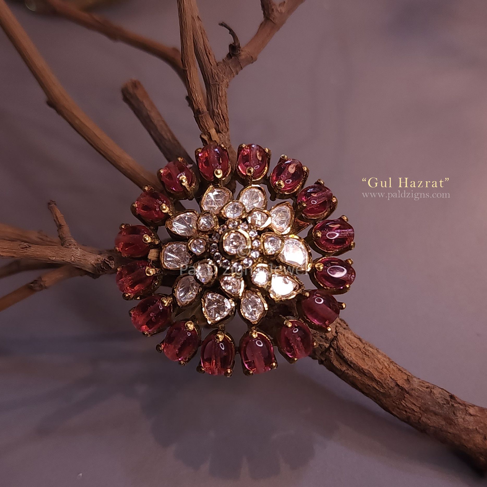 Gul Hazrat Moissanite Polki Ring