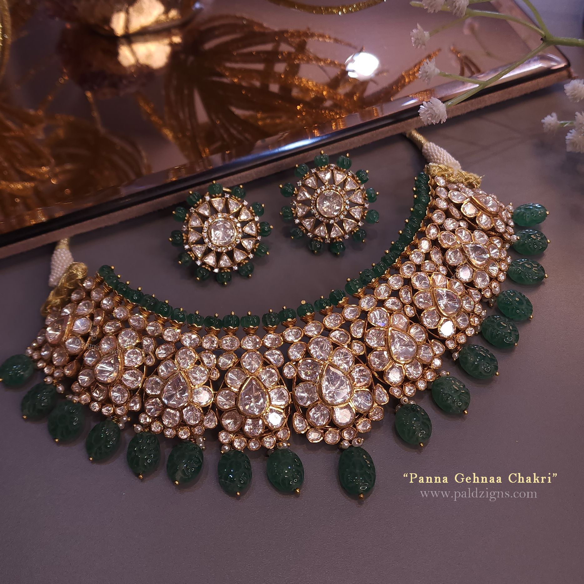 Panna Gehnaa Chakri Moissanite Polki Choker Set