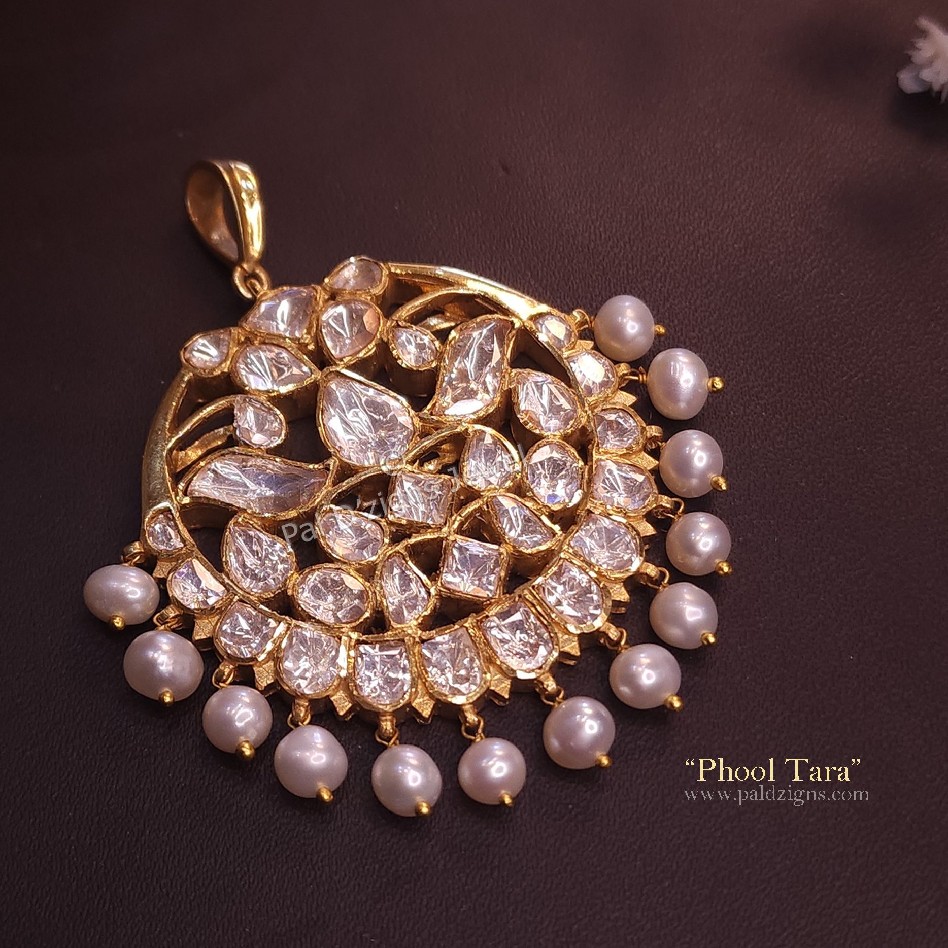 Phool Tara Moissanite Polki Pendant