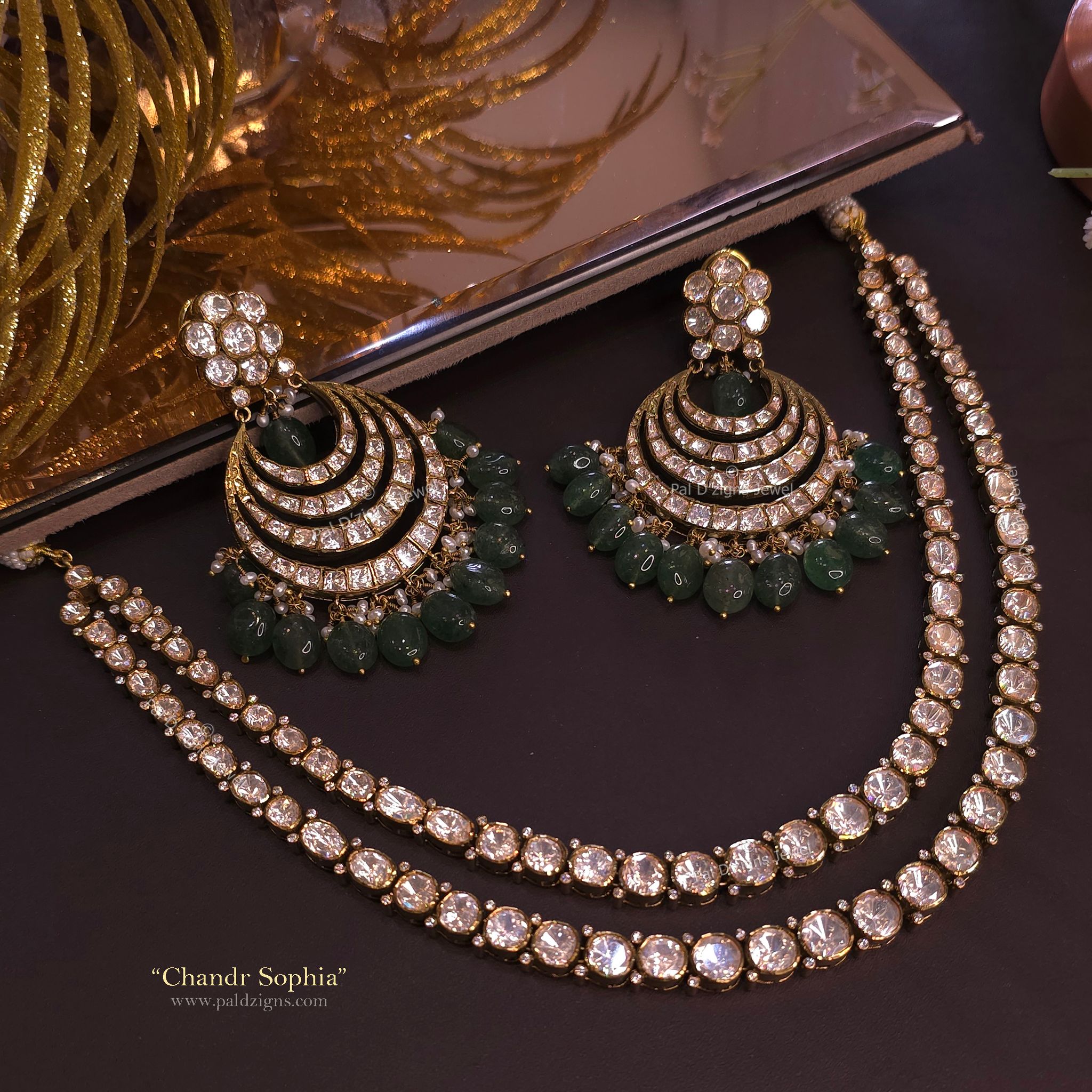 Chandr Sophia Moissanite Polki Necklace Set