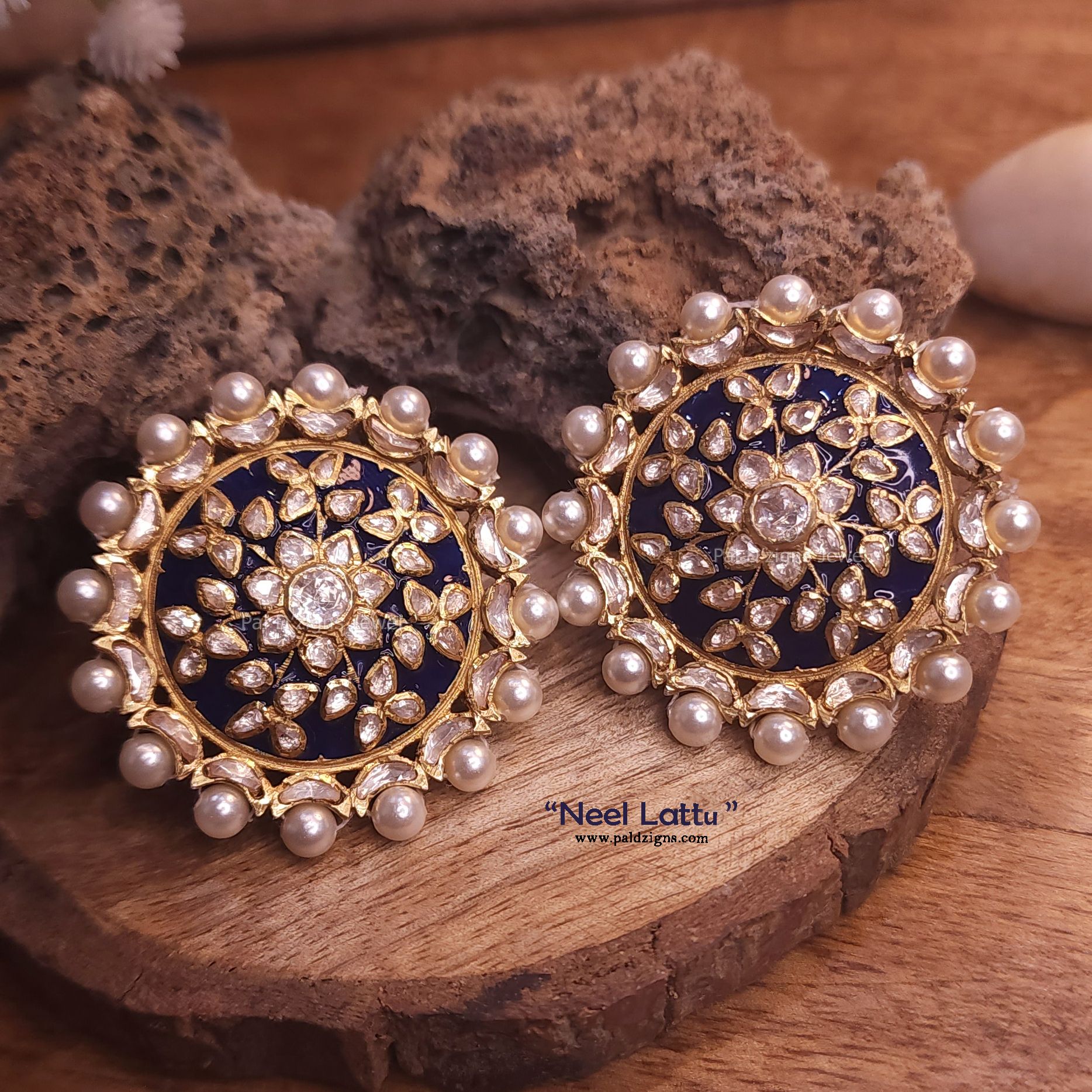 Neel Lattu Moissanite Polki Stud