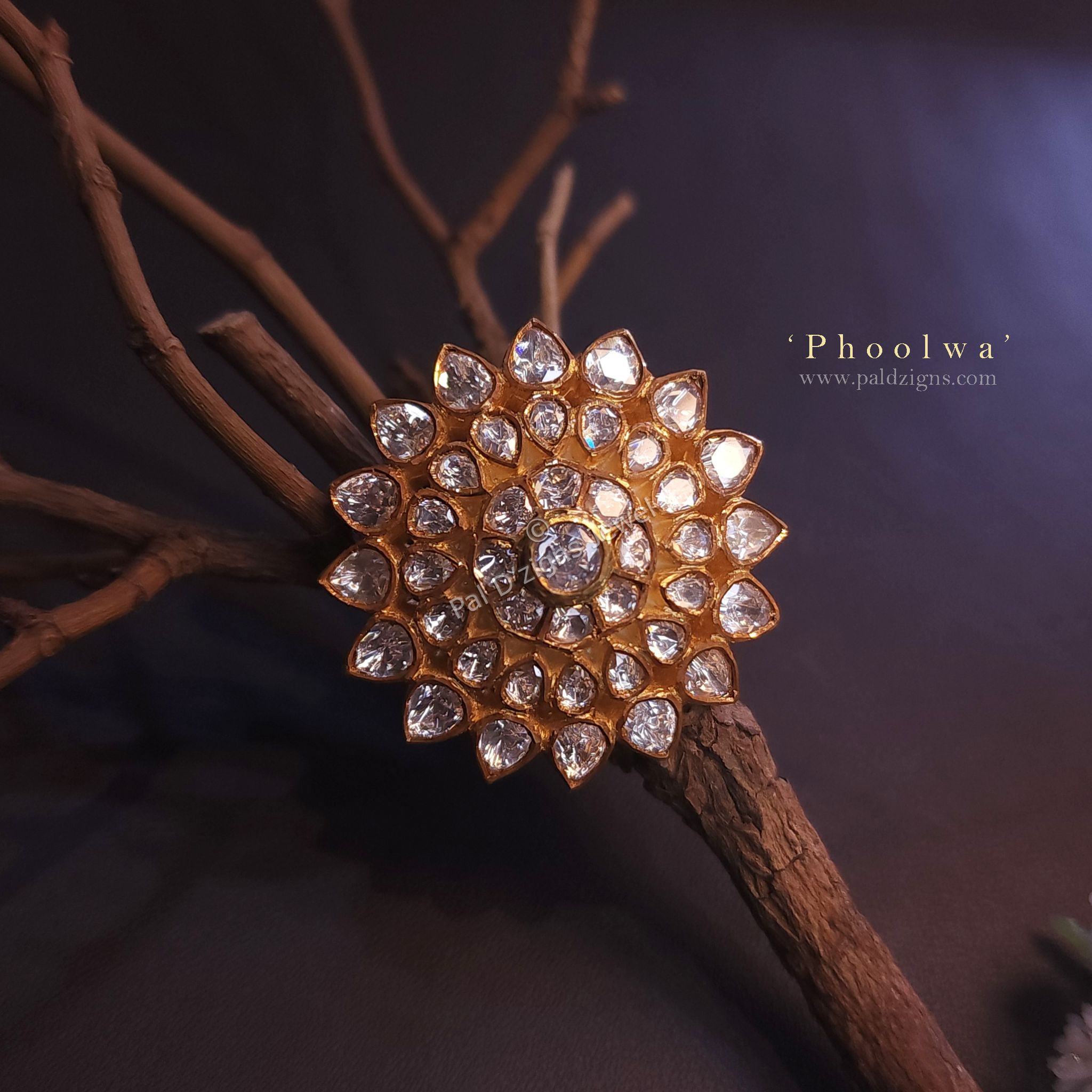 Phoolwa Moissanite Polki Ring