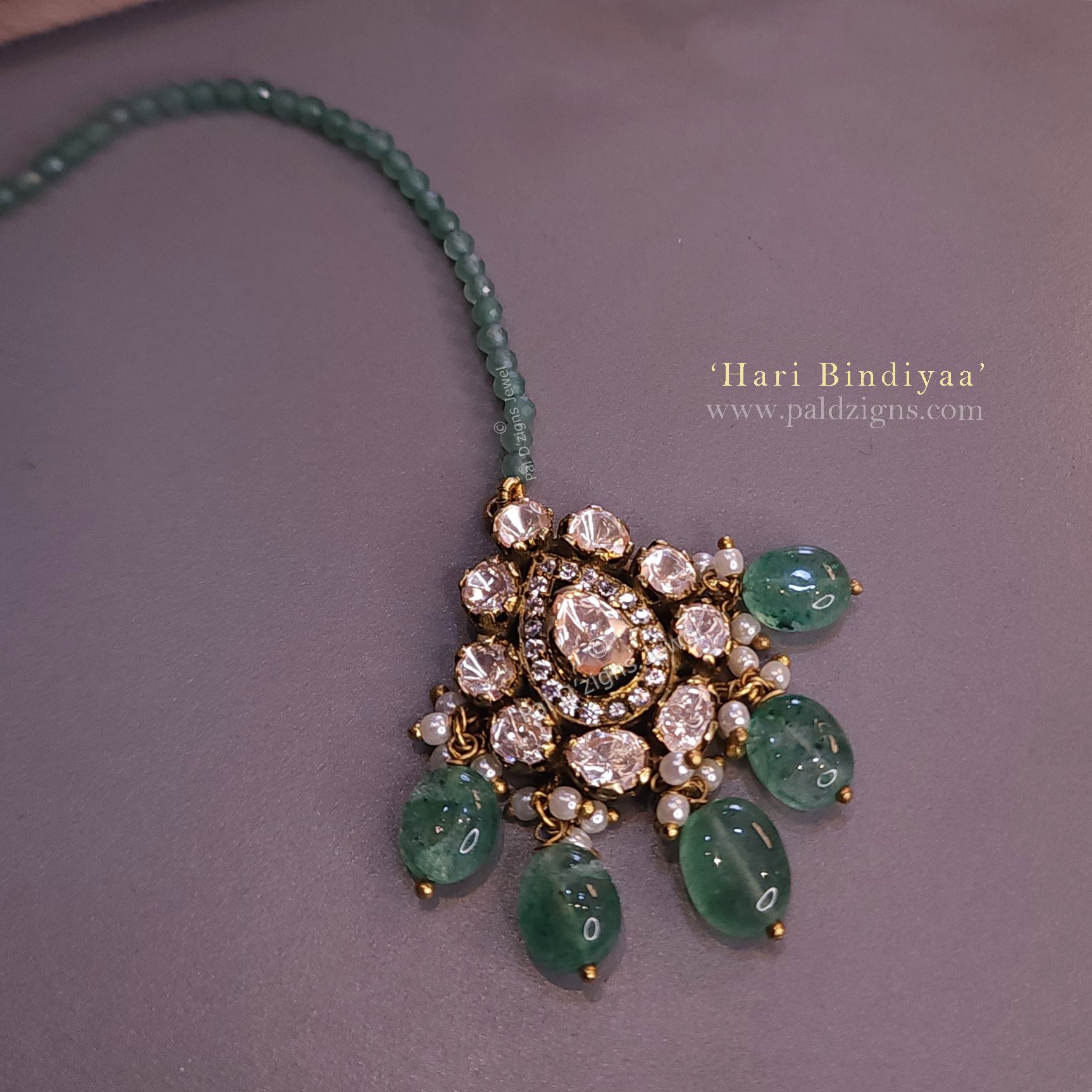 Hari Bindiyaa Moissanite Polki Maangtika