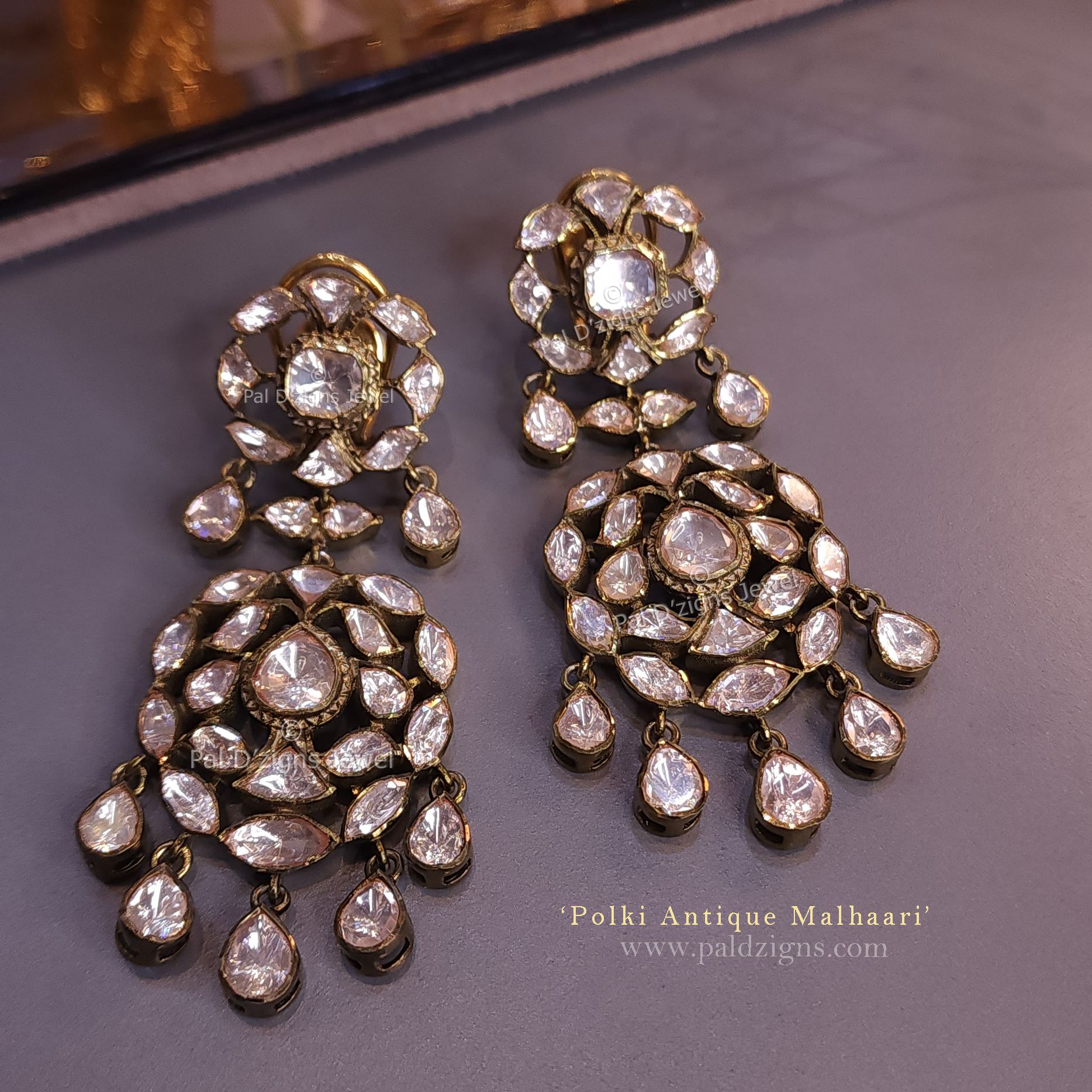 Polki Antique Malhaari Earrings