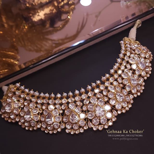 Gehnaa ka Choker in Moissanite Polki