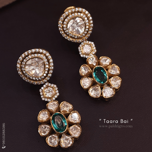 Taara Bai Moissanite Polki Earings