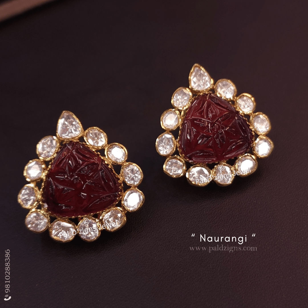 Naurangi Moissanite Polki Stud
